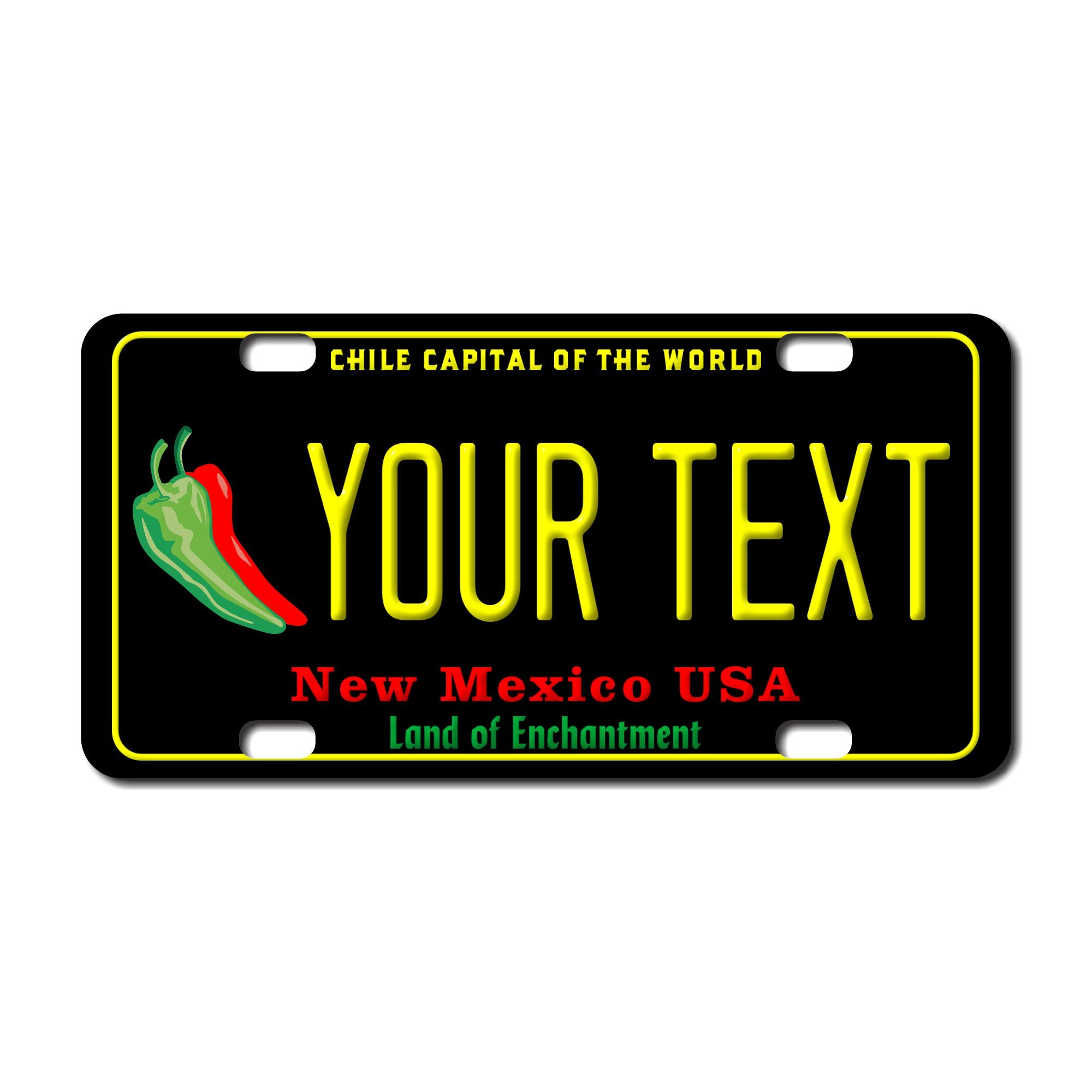 Personalized New Mexico 3" X 6" FRP Plastic License Plate Version 4 Chile Capitol