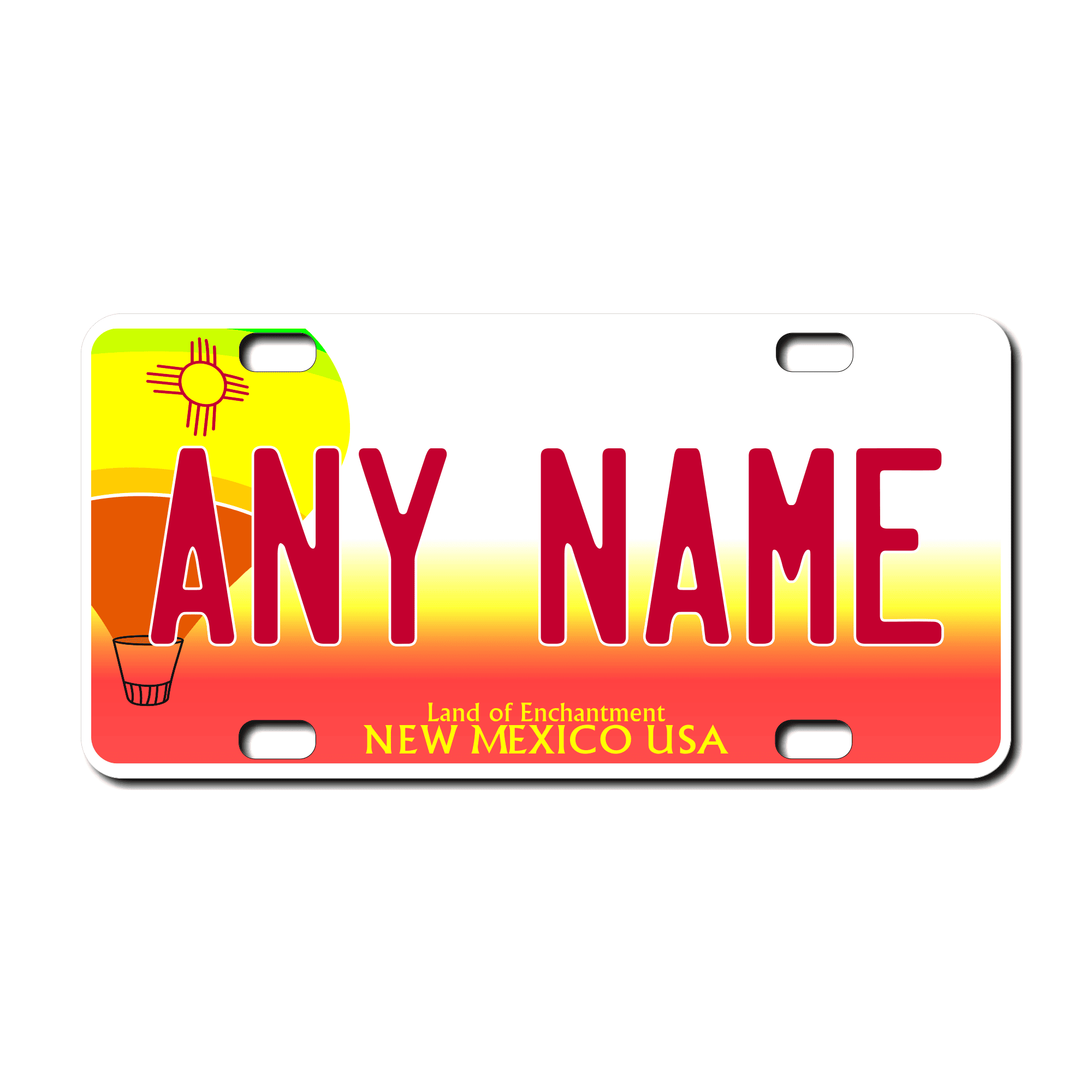 Personalized New Mexico 3" X 6" FRP Plastic License Plate Version 2