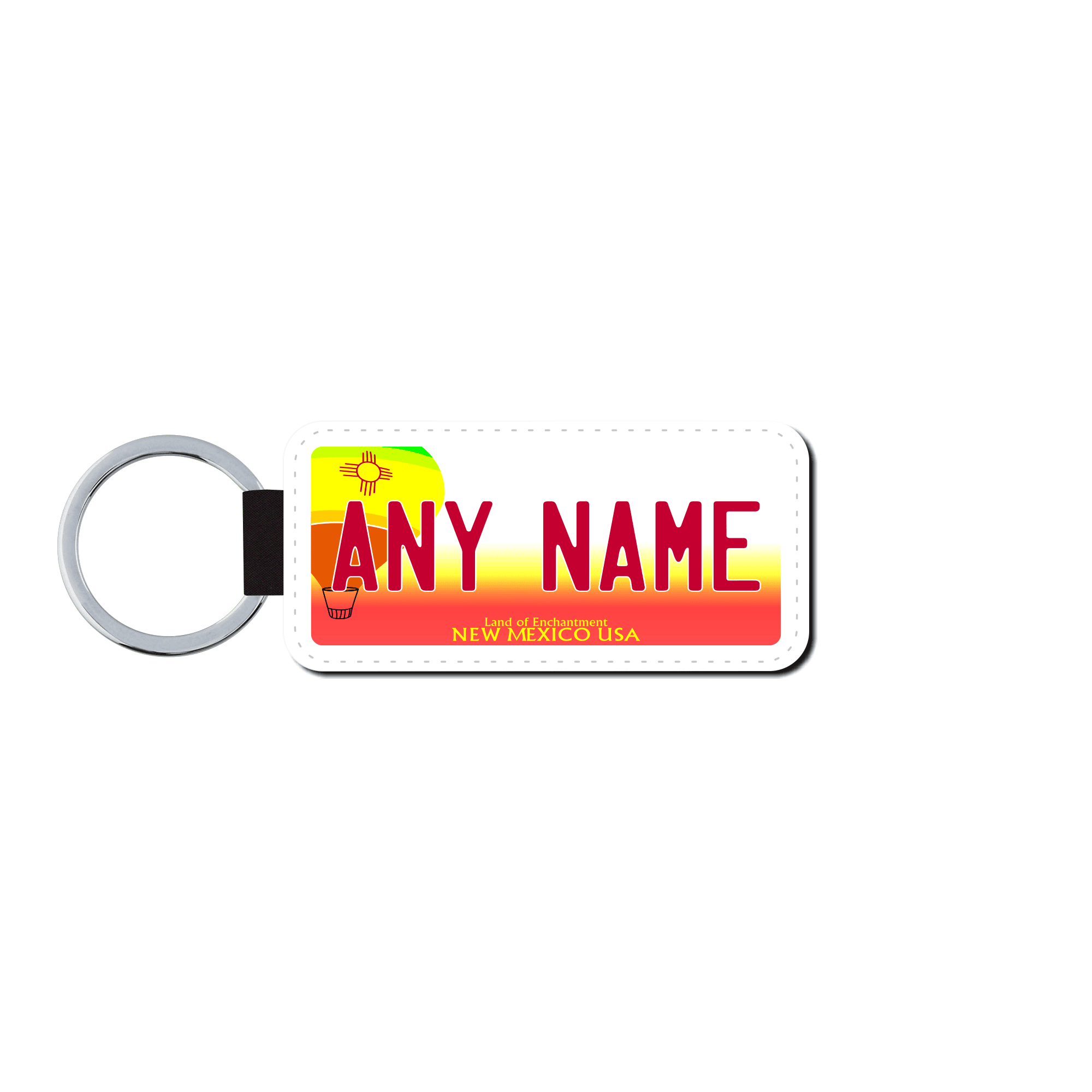 Personalized New Mexico 1.5" X 3" Faux Leather License Plate Key Ring