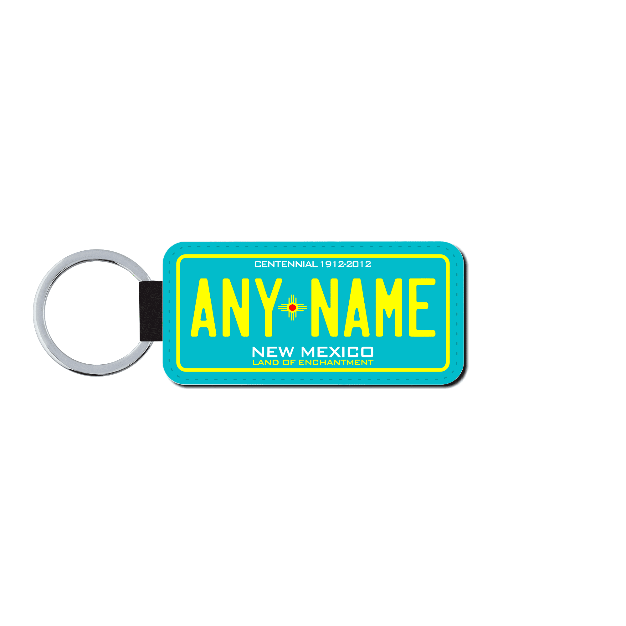 Personalized New Mexico 1.5" X 3" Faux Leather License Plate Key Ring