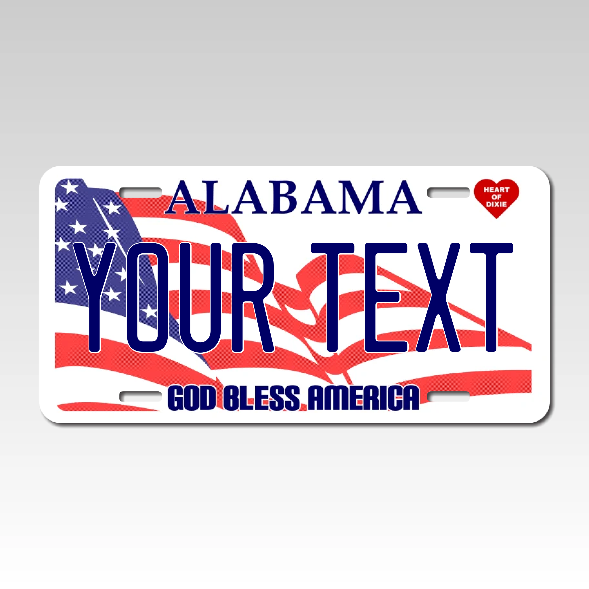 Personalized Alabama 6" X 12" Aluminum License Plate Version 5 God Bless America