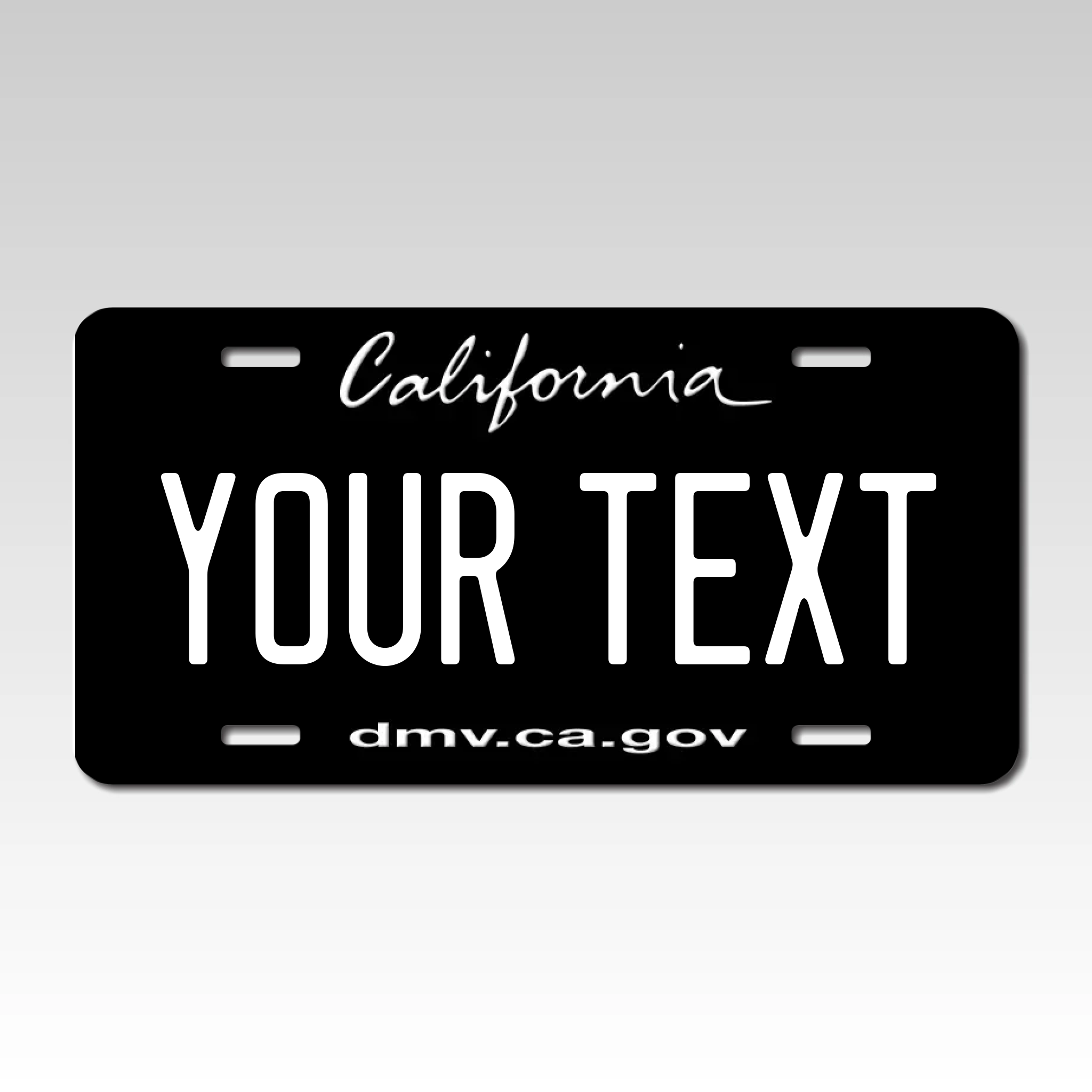 Personalized California 6" X 12" Aluminum License Plate - Black and White Full Size