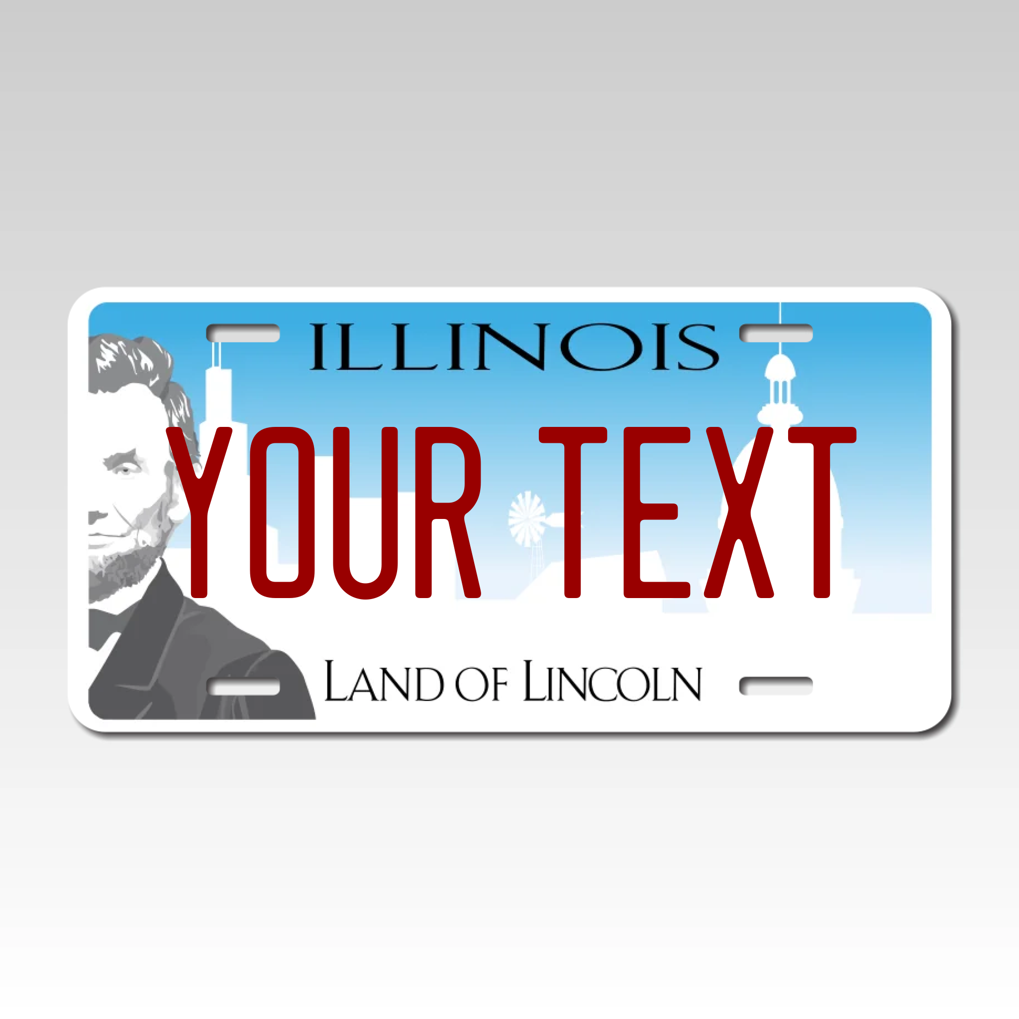 Personalized Illinois 6" X 12" Aluminum Souvenir License Plate Version 3