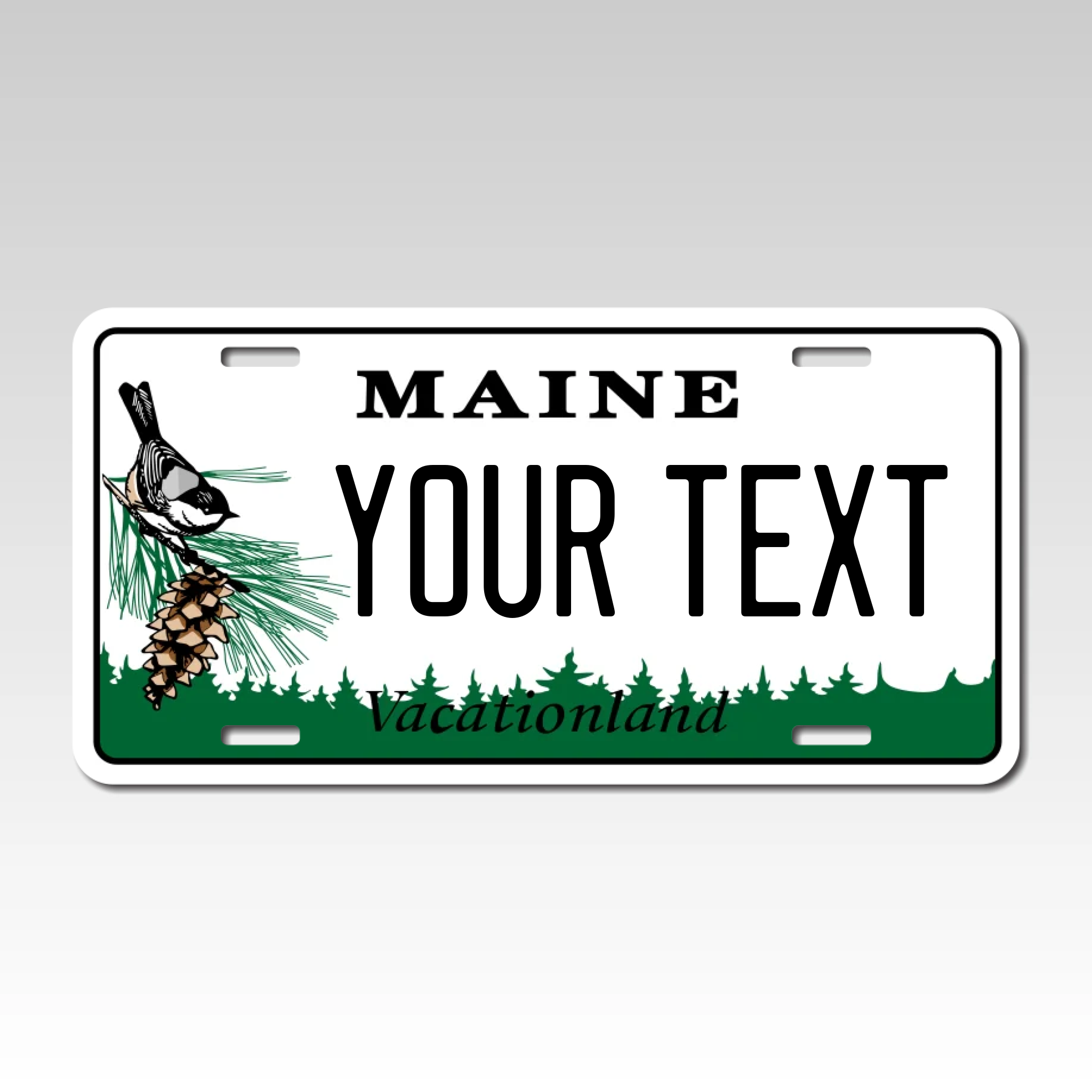 Personalized Maine 6" X 12" Aluminum Souvenir License Plate Version 1