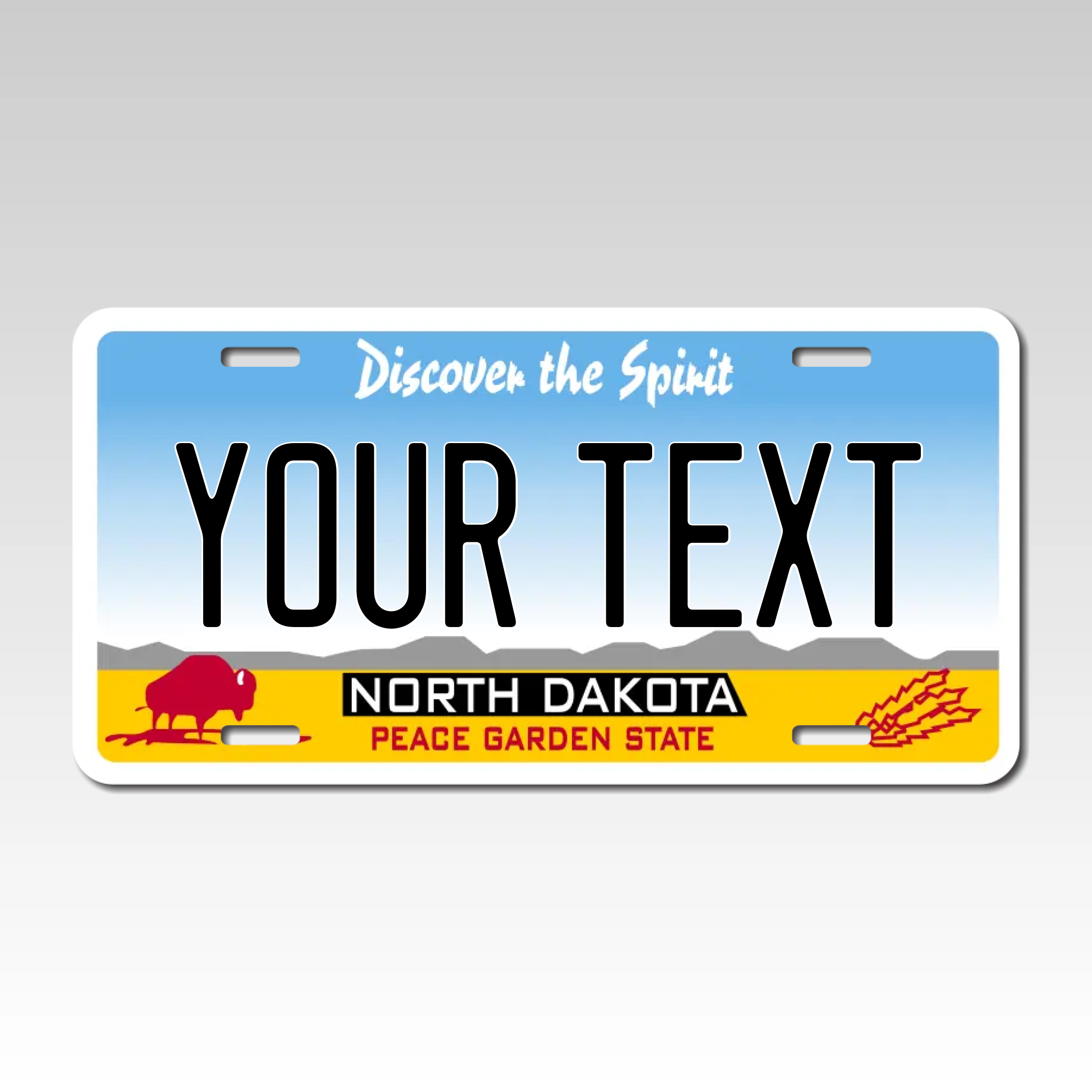 Personalized North Dakota 6" X 12" Aluminum Souvenir License Plate Version 1