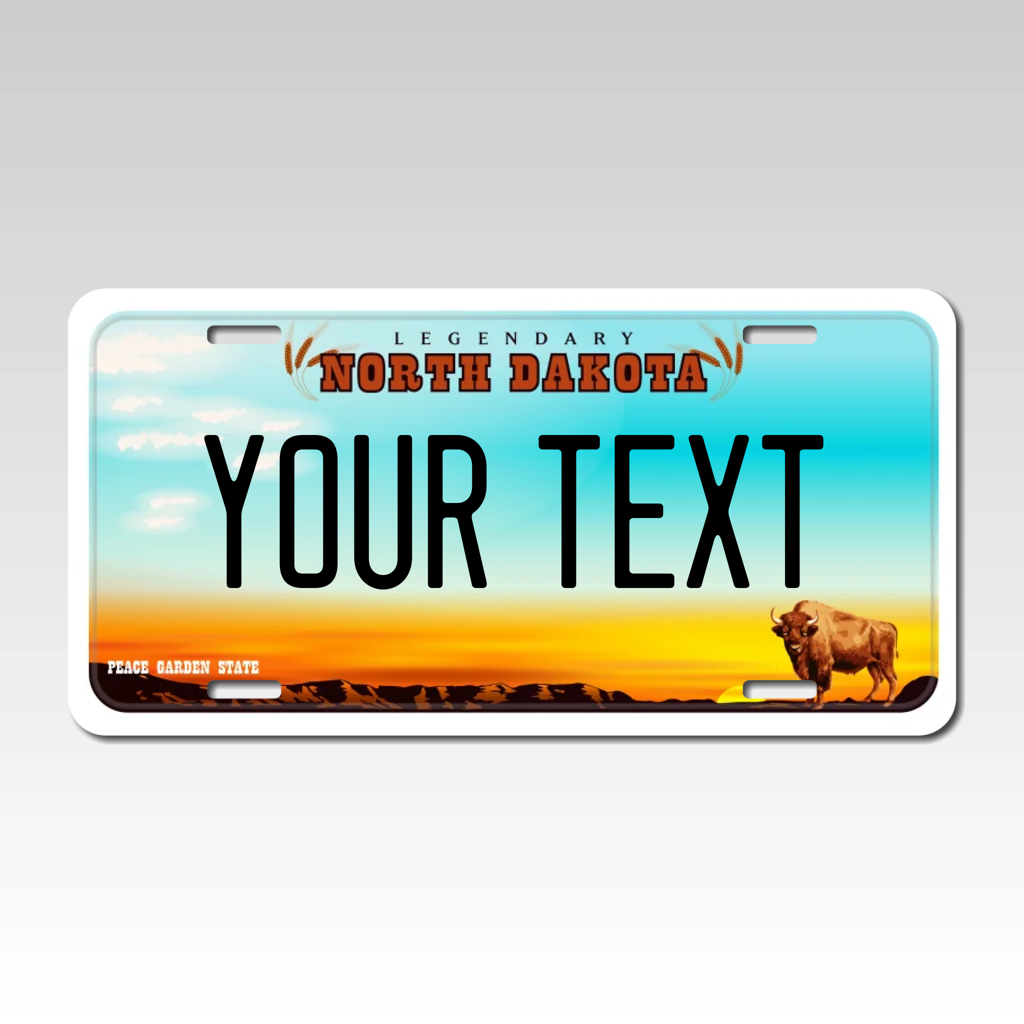 Personalized North Dakota 6" X 12" Full Size Aluminum Souvenir License Plate Version 2 Peace Garden State