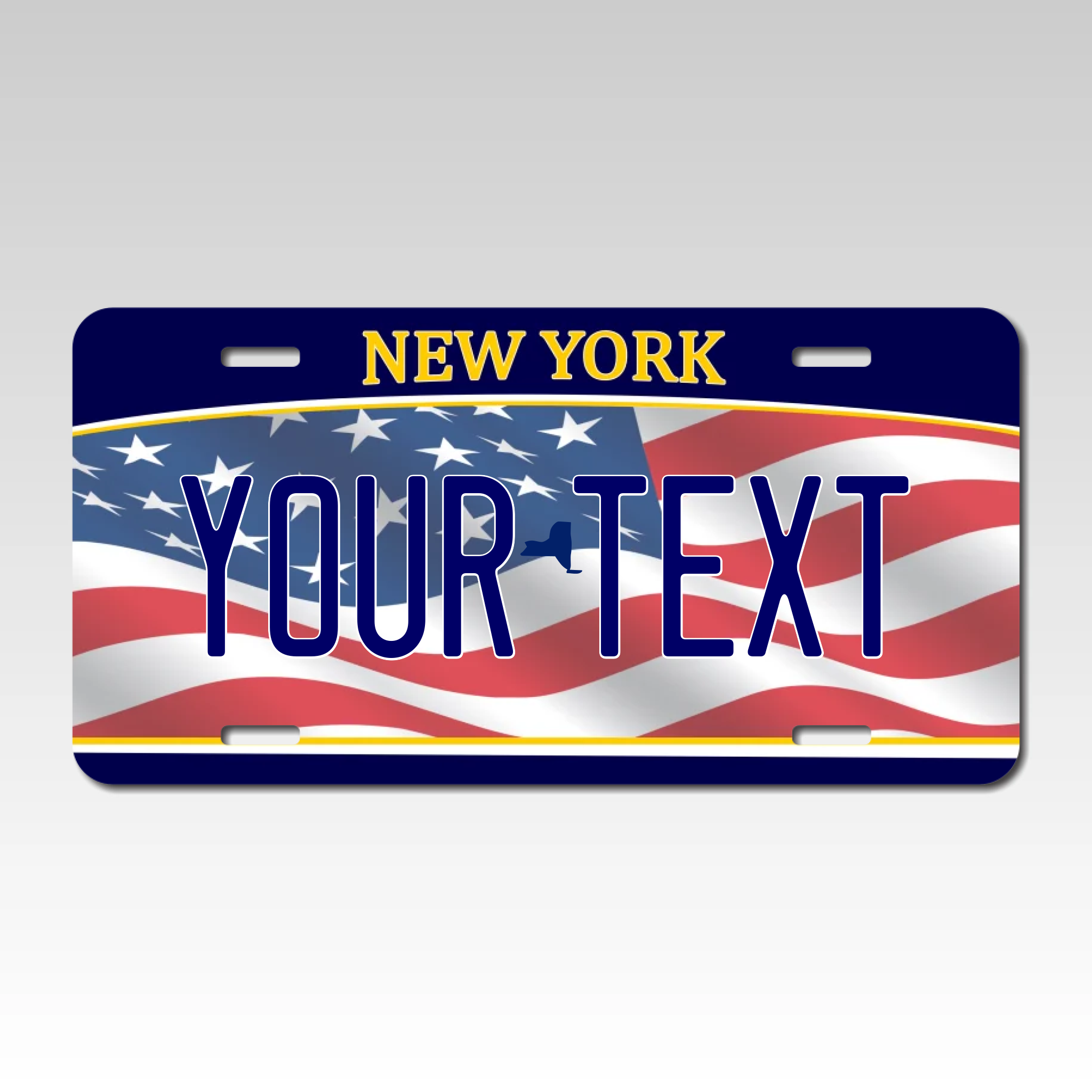 Personalized New York 6" X 12" Aluminum Souvenir License Plate Version 6 American Flag
