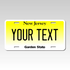 Personalized New Jersey 6" X 12" Aluminum Souvenir License Plate Version 1