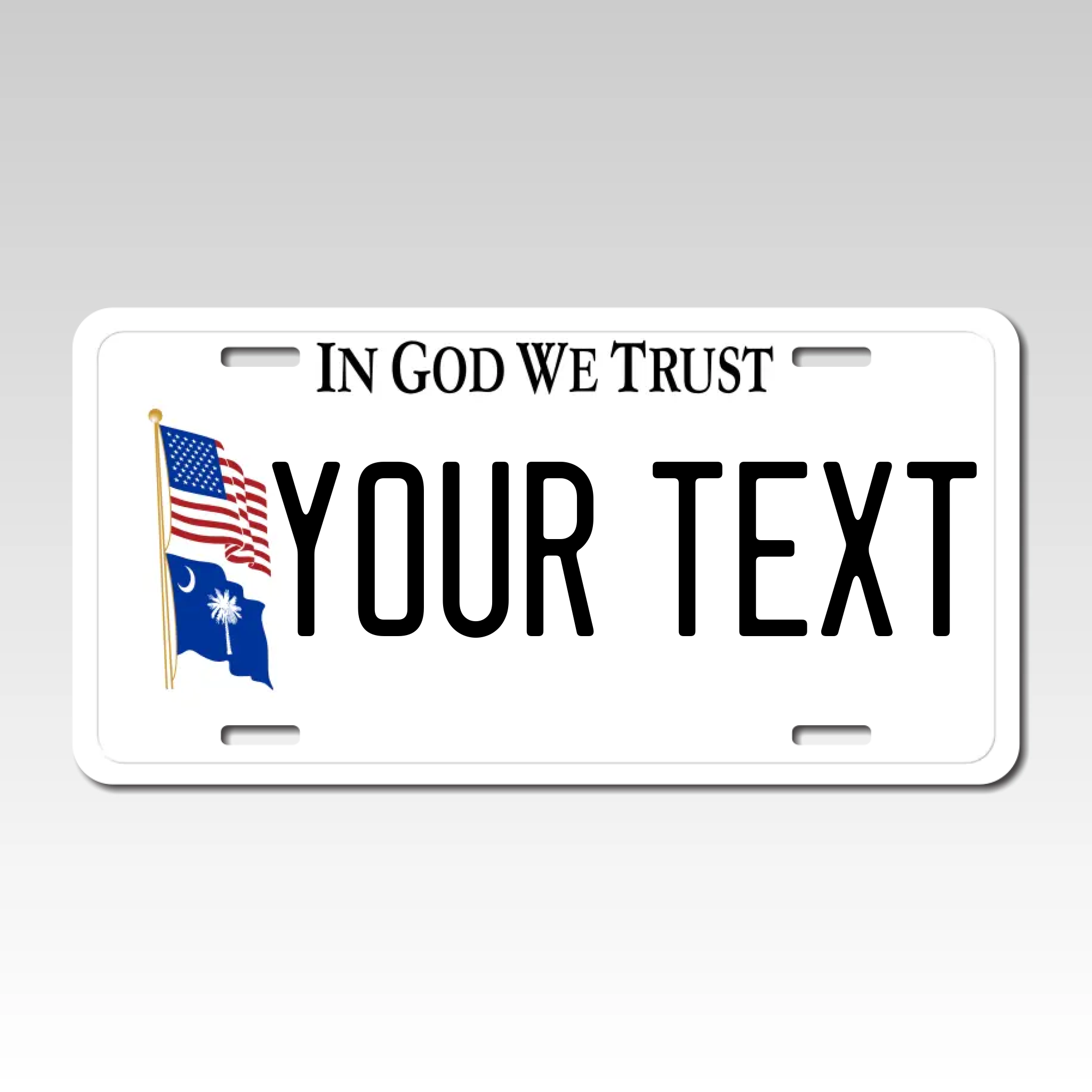Personalized South Carolina 6" X 12" Aluminum Souvenir License Plate Version 5 In God We Trust