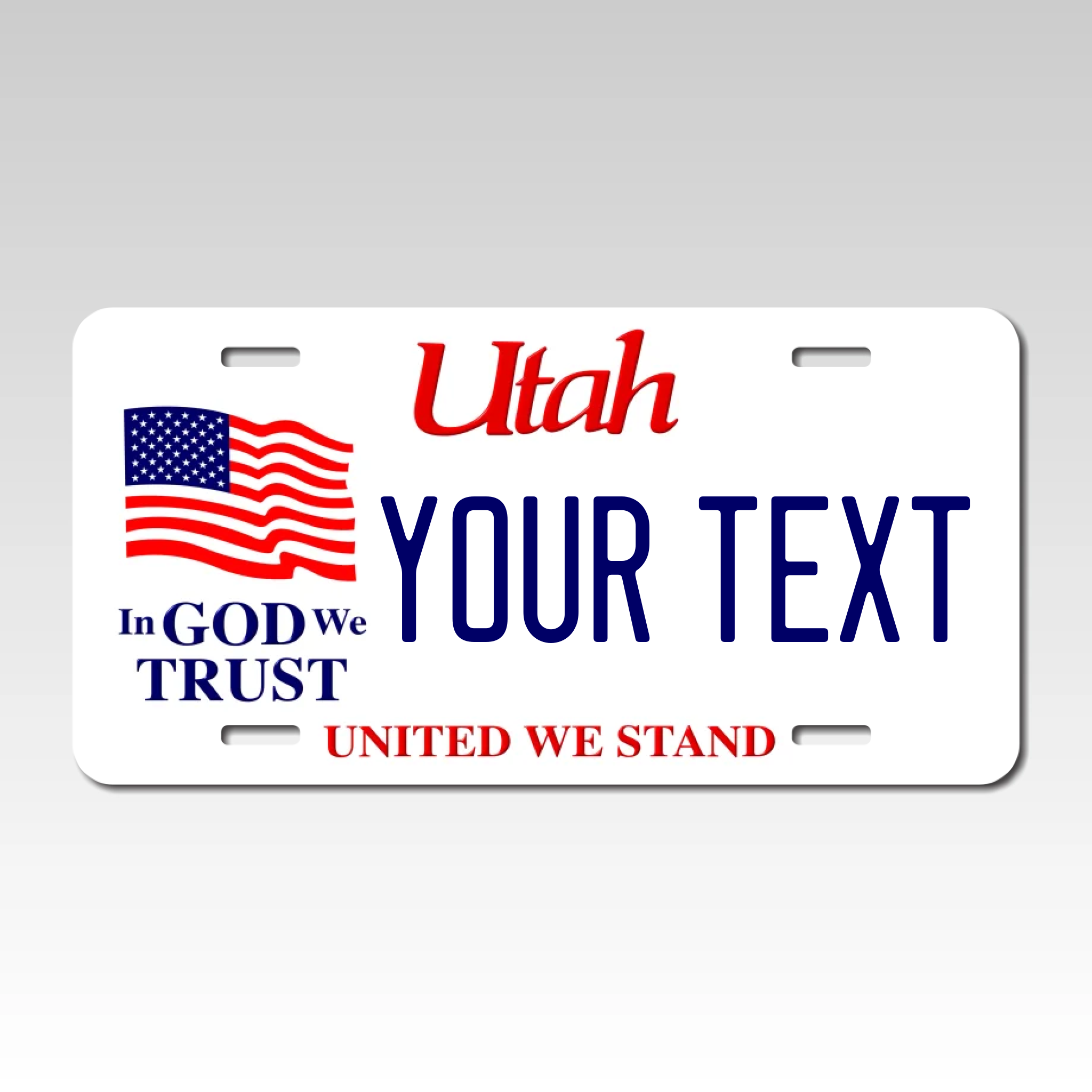 Personalized Utah 6" X 12" Aluminum Souvenir License Plate Version 3 In God We Trust