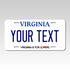 Personalized Virginia 6" X 12" Aluminum Souvenir License Plate Version 3