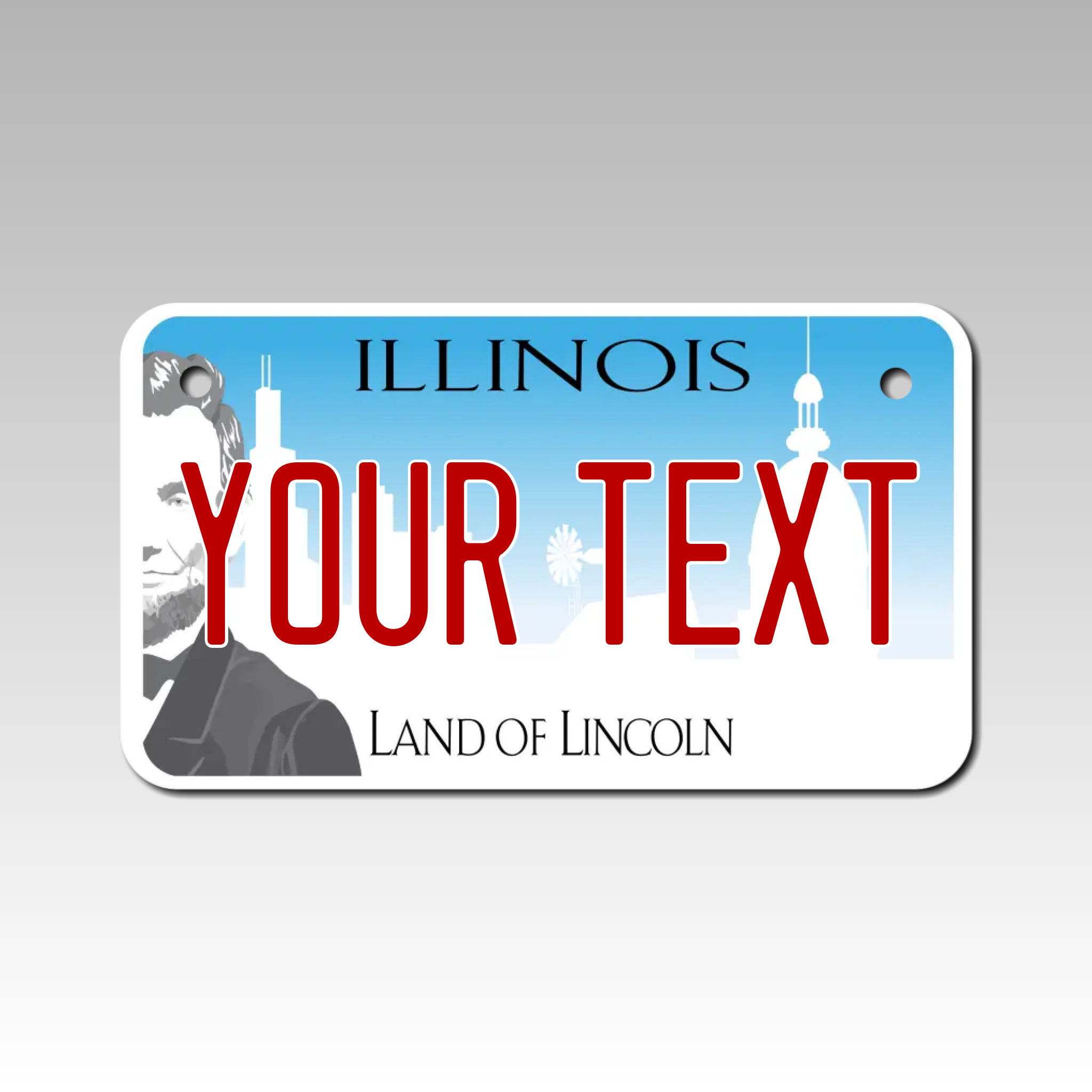 Personalized Illinois 4" X 7" Aluminum License Plate Version 3