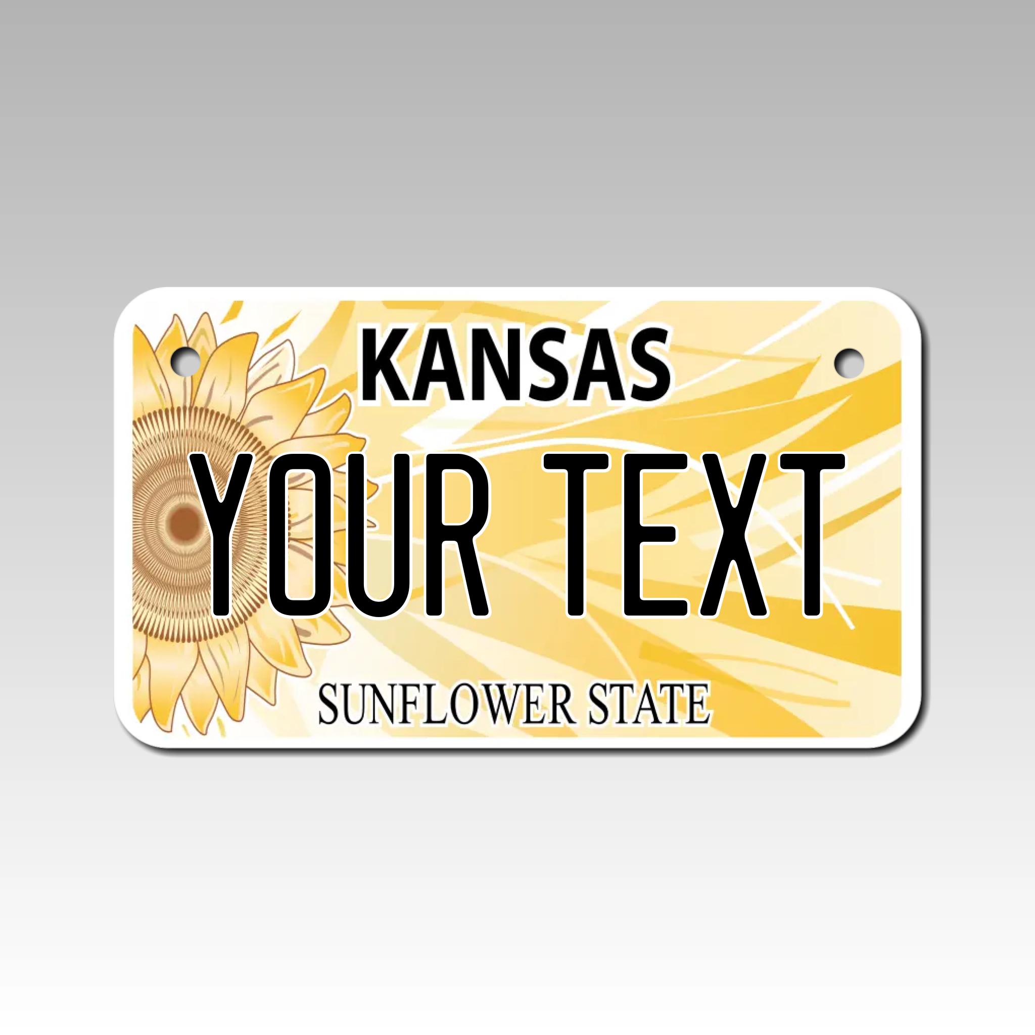 Personalized Kansas 4" X 7" Aluminum License Plate Version 3