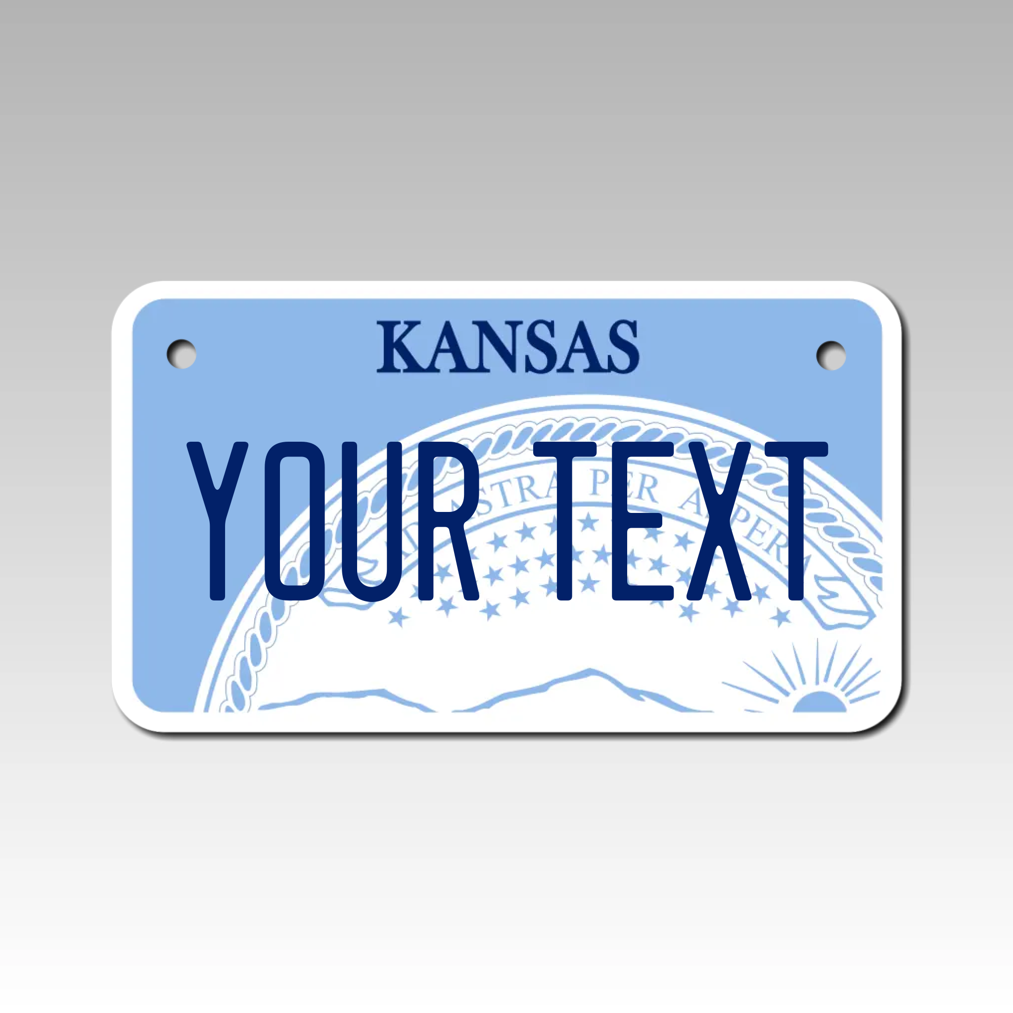 Personalized Kansas 4" X 7" Aluminum License Plate Version 1