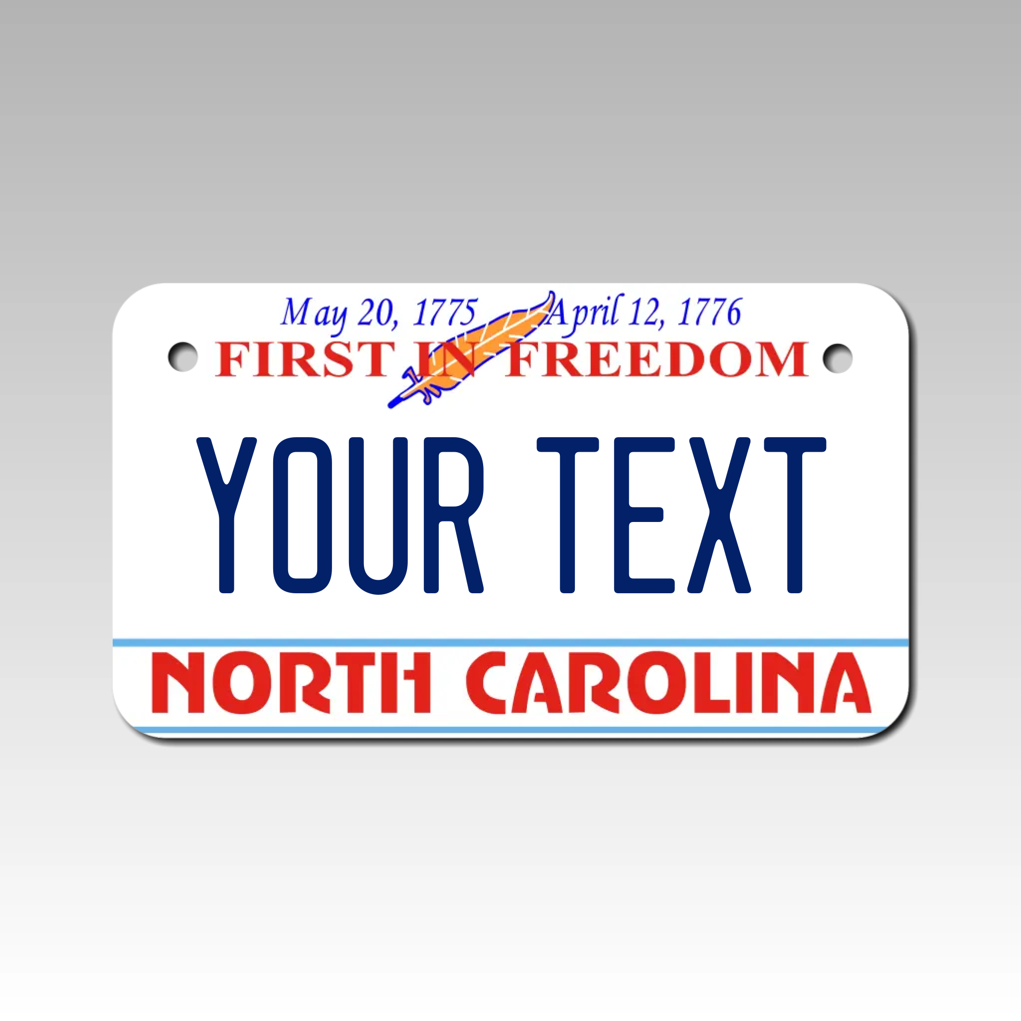 Personalized North Carolina 4" X 7" Aluminum License Plate Version 2