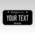 Personalized California 3" X 6" Aluminum License Plate Version 6 Black and white