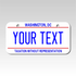 Personalized District of Columbia 3" X 6" Aluminum License Plate Version 1