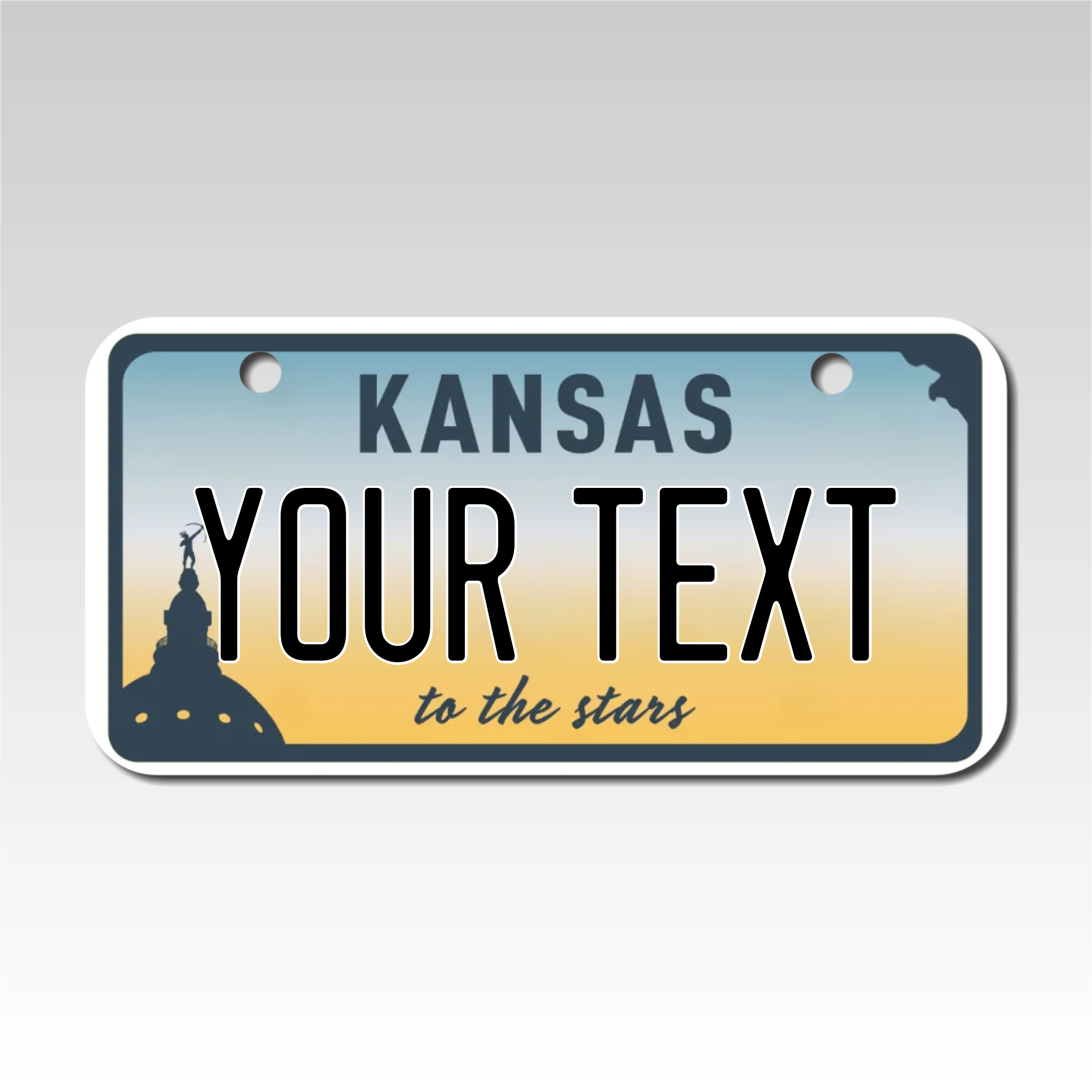 Personalized Kansas 3" X 6" Aluminum License Plate Version 5 to the stars