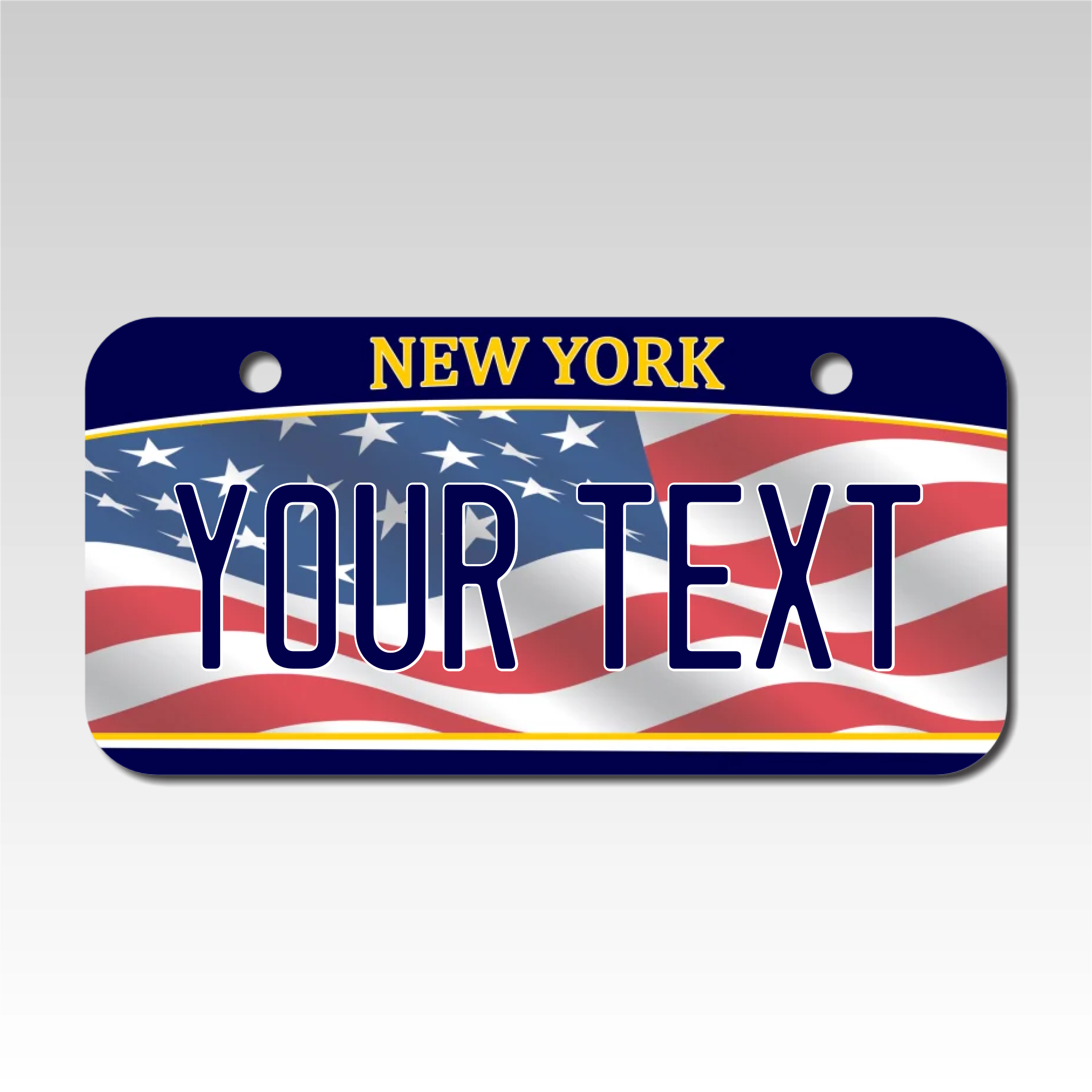 Personalized New York 3" X 6" Aluminum License Plate Version 6 American Flag