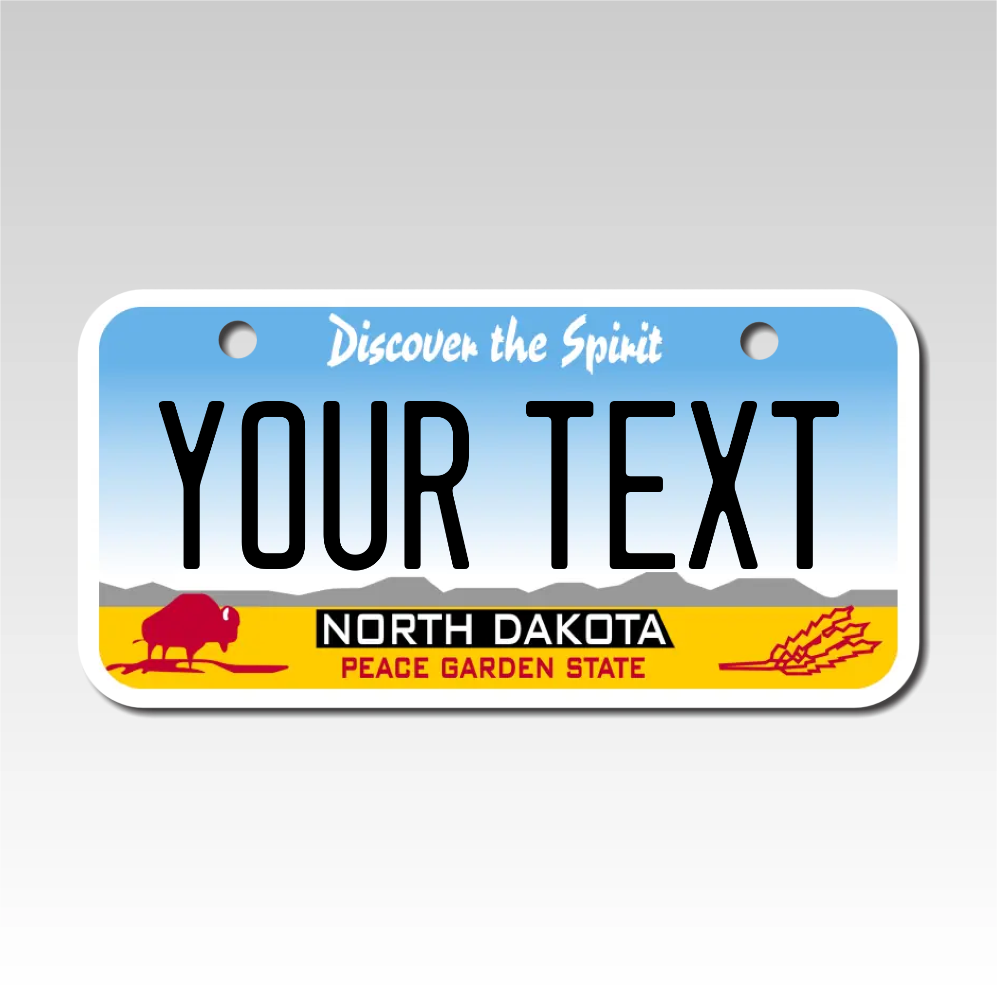 Personalized North Dakota 3" X 6" Aluminum License Plate Version 1