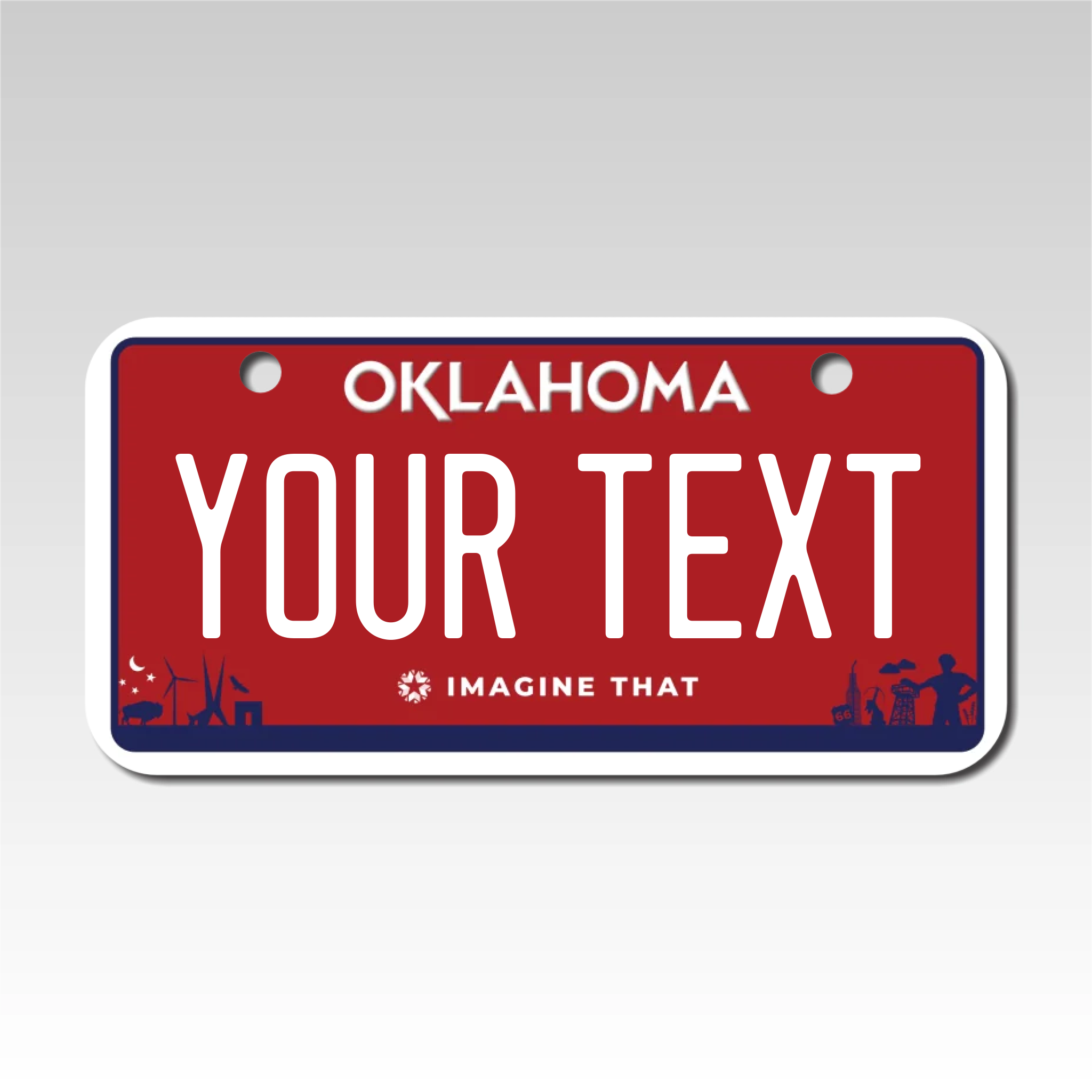Personalized Oklahoma 3" X 6" Aluminum License Plate New Red Plate