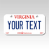 Personalized Virginia 3" X 6" Aluminum License Plate Version 1