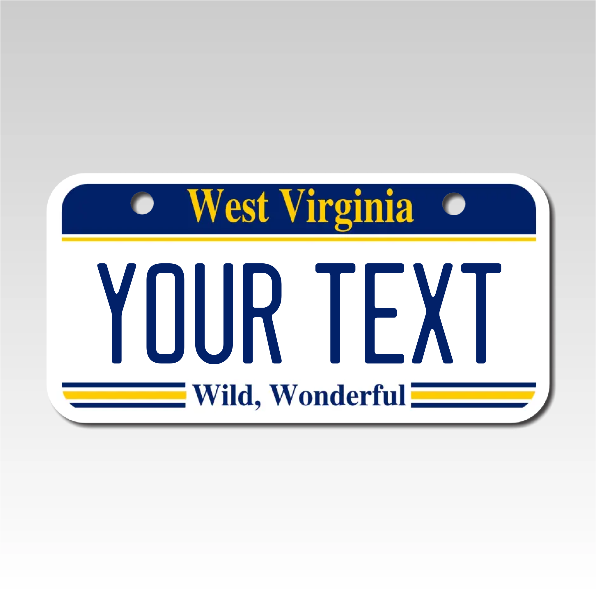 Personalized West Virginia 3" X 6" Aluminum License Plate Version 1
