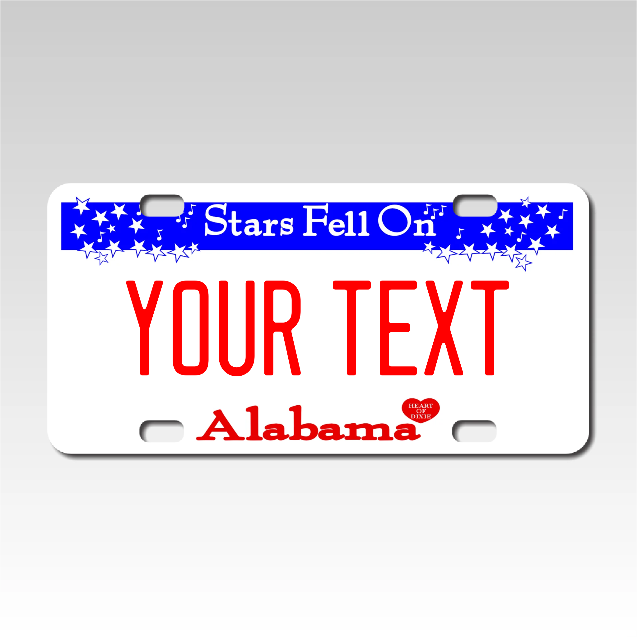 Personalized Alabama 3" X 6" FRP Plastic License Plate Version 1