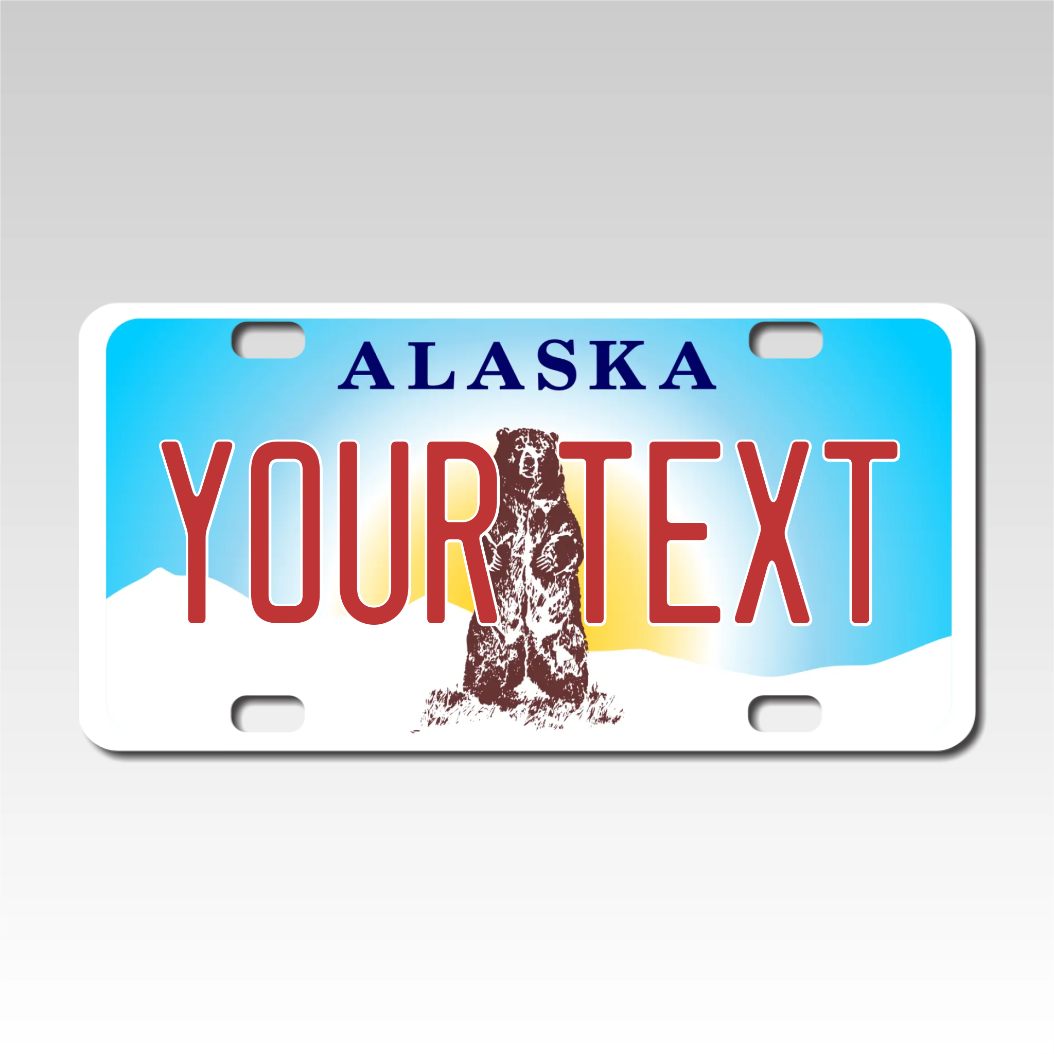 Personalized Alaska 3" X 6" FRP Plastic License Plate Version 3