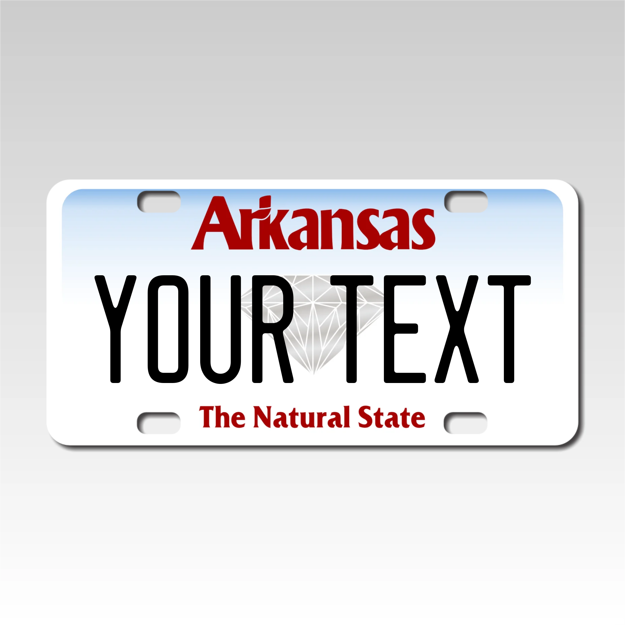 Personalized Arkansas 3" X 6" FRP Plastic License Plate Version 3