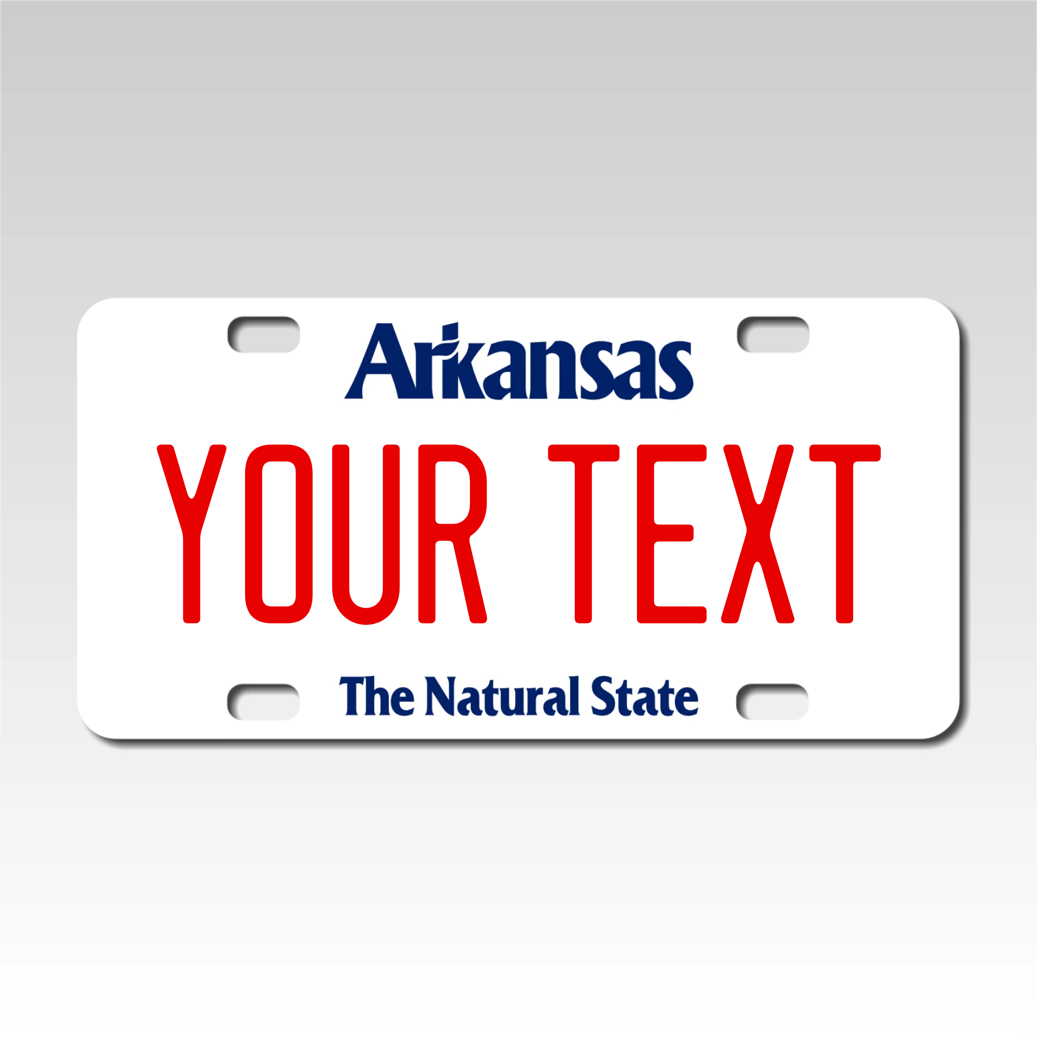 Personalized Arkansas 3" X 6" FRP Plastic License Plate Version 1