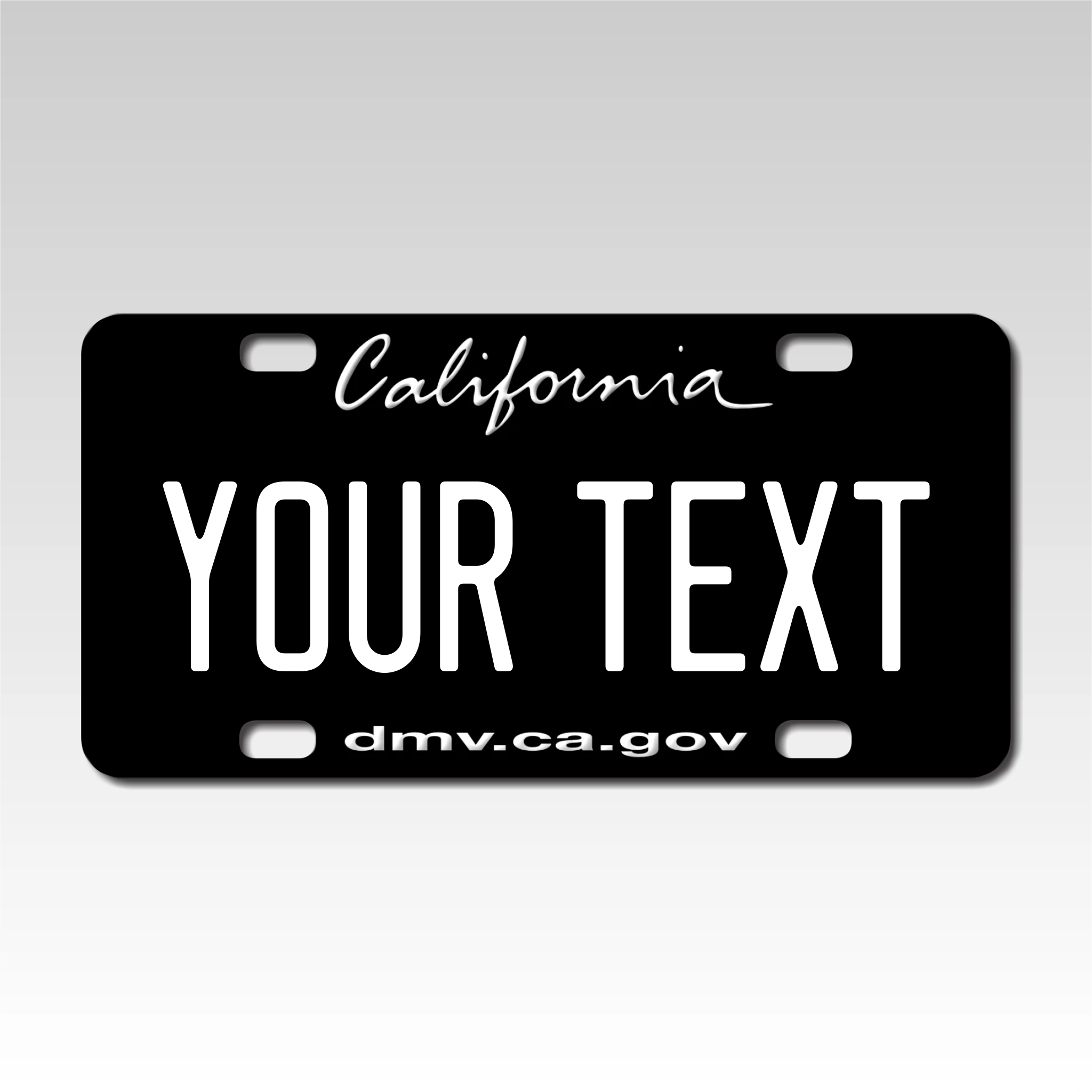 Personalized California 3" X 6" FRP Plastic License Plate Version 6 Black and White