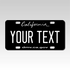 Personalized California 3" X 6" FRP Plastic License Plate Version 6 Black and White