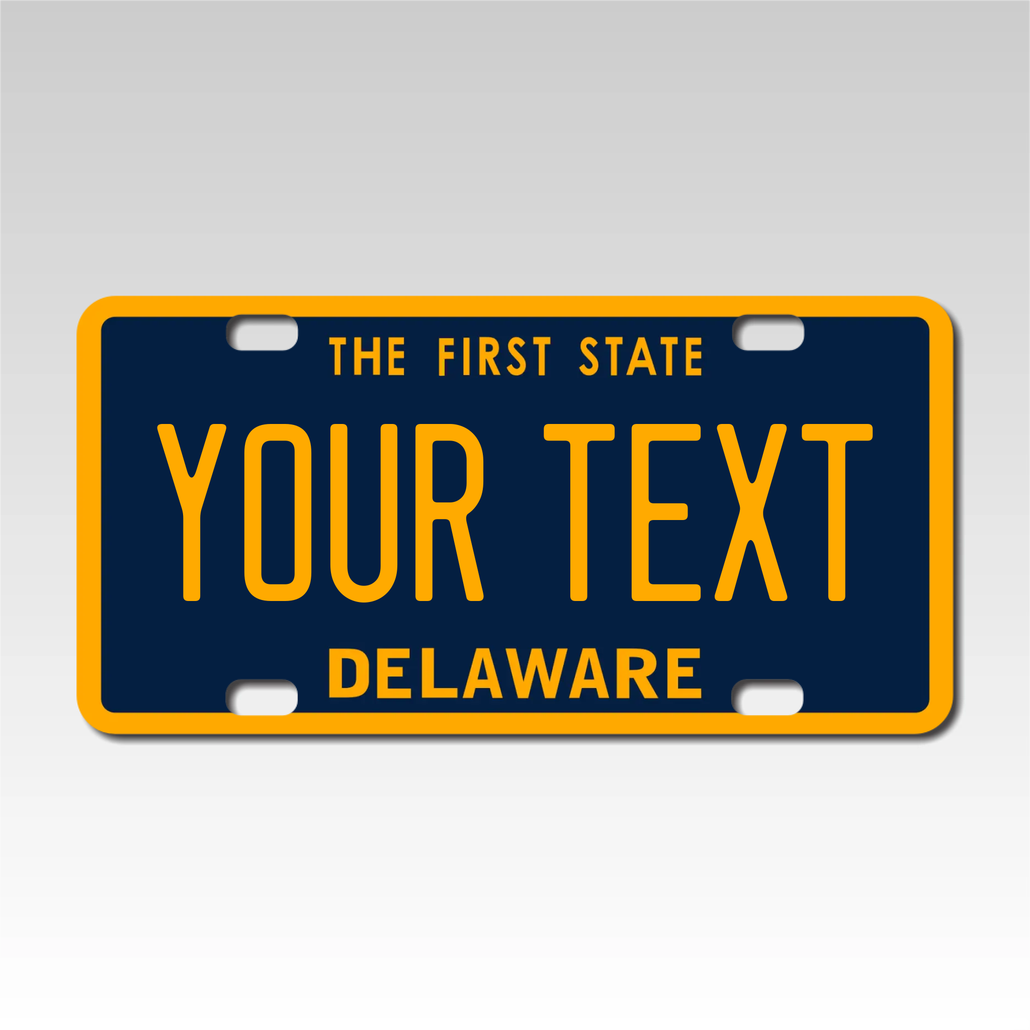 Personalized Delaware 3" X 6" FRP Plastic License Plate Version 1