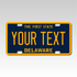 Personalized Delaware 3" X 6" FRP Plastic License Plate Version 1