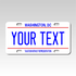 Personalized District of Columbia 3" X 6" FRP Plastic License Plate Version 1