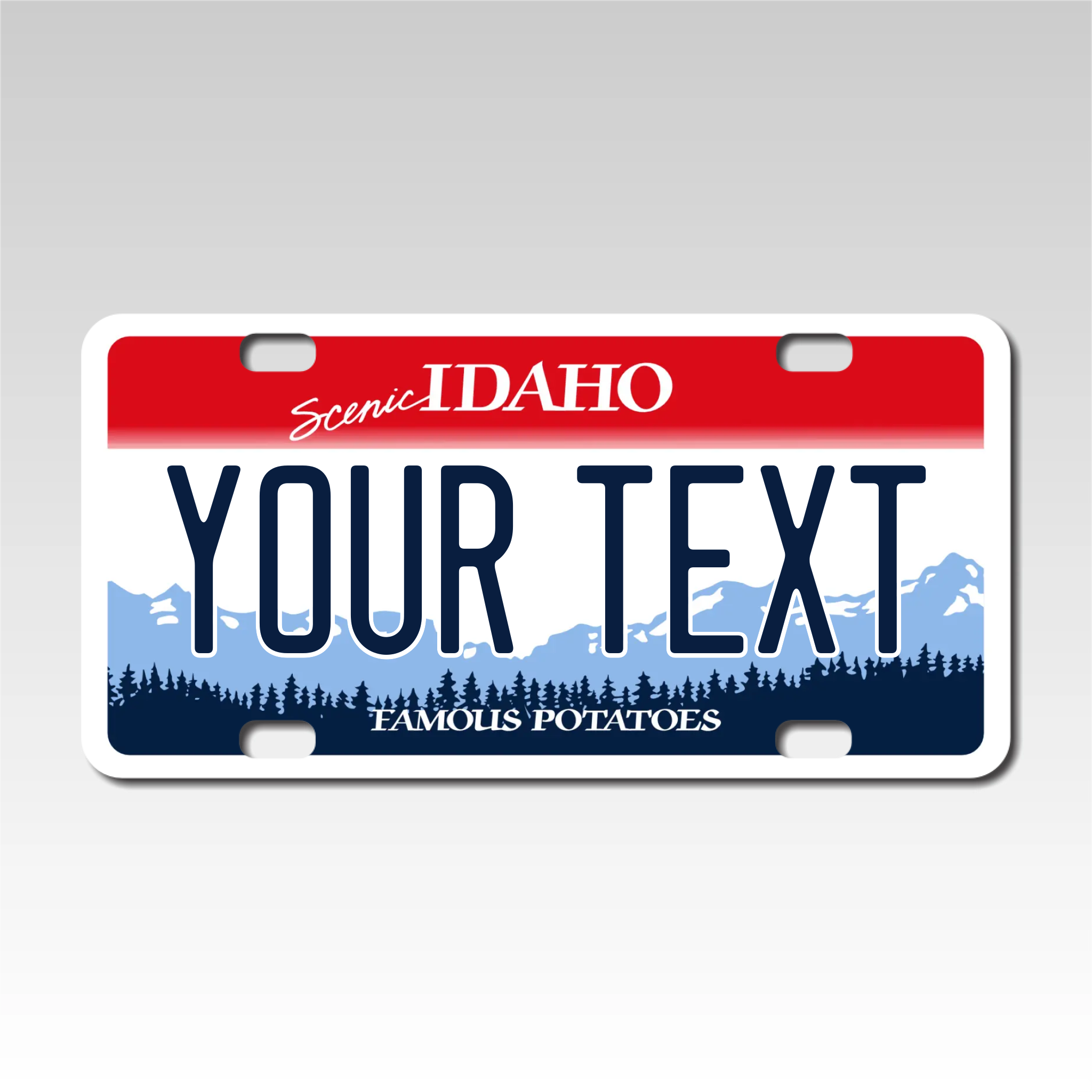 Personalized Idaho 3" X 6" FRP Plastic License Plate Version 1