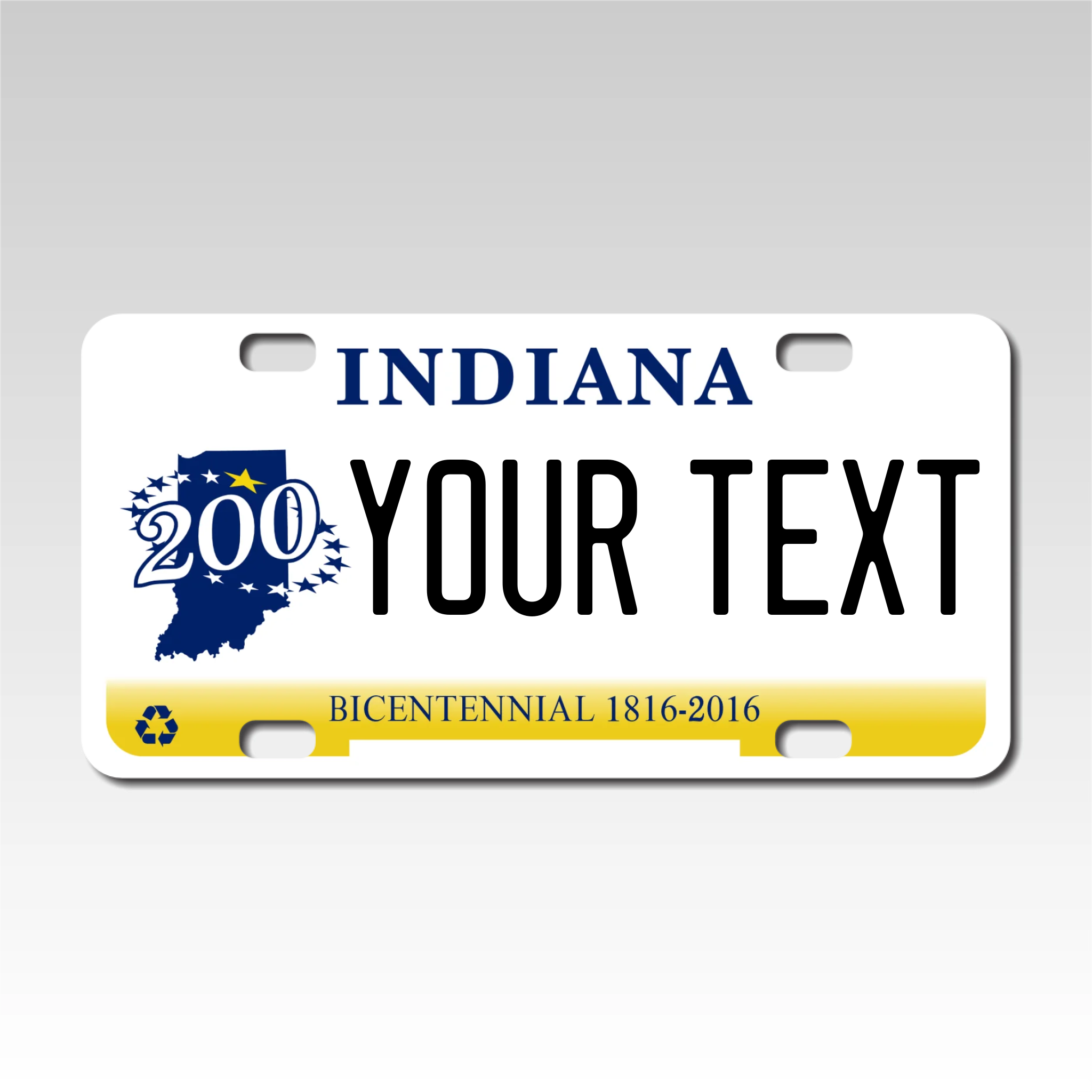 Personalized Indiana 3" X 6" FRP Plastic License Plate Version 2