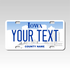 Personalized Iowa 3" X 6" FRP Plastic License Plate