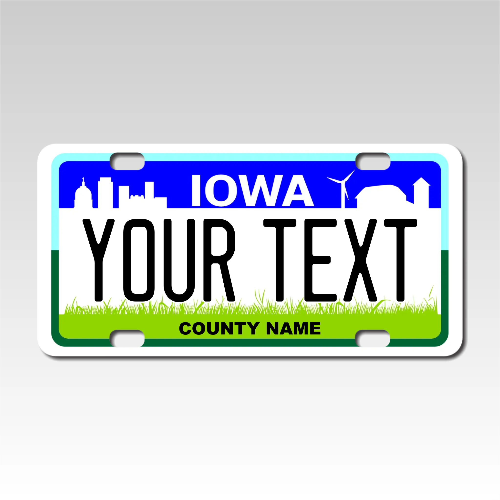 Personalized Iowa 3" X 6" FRP Plastic License Plate