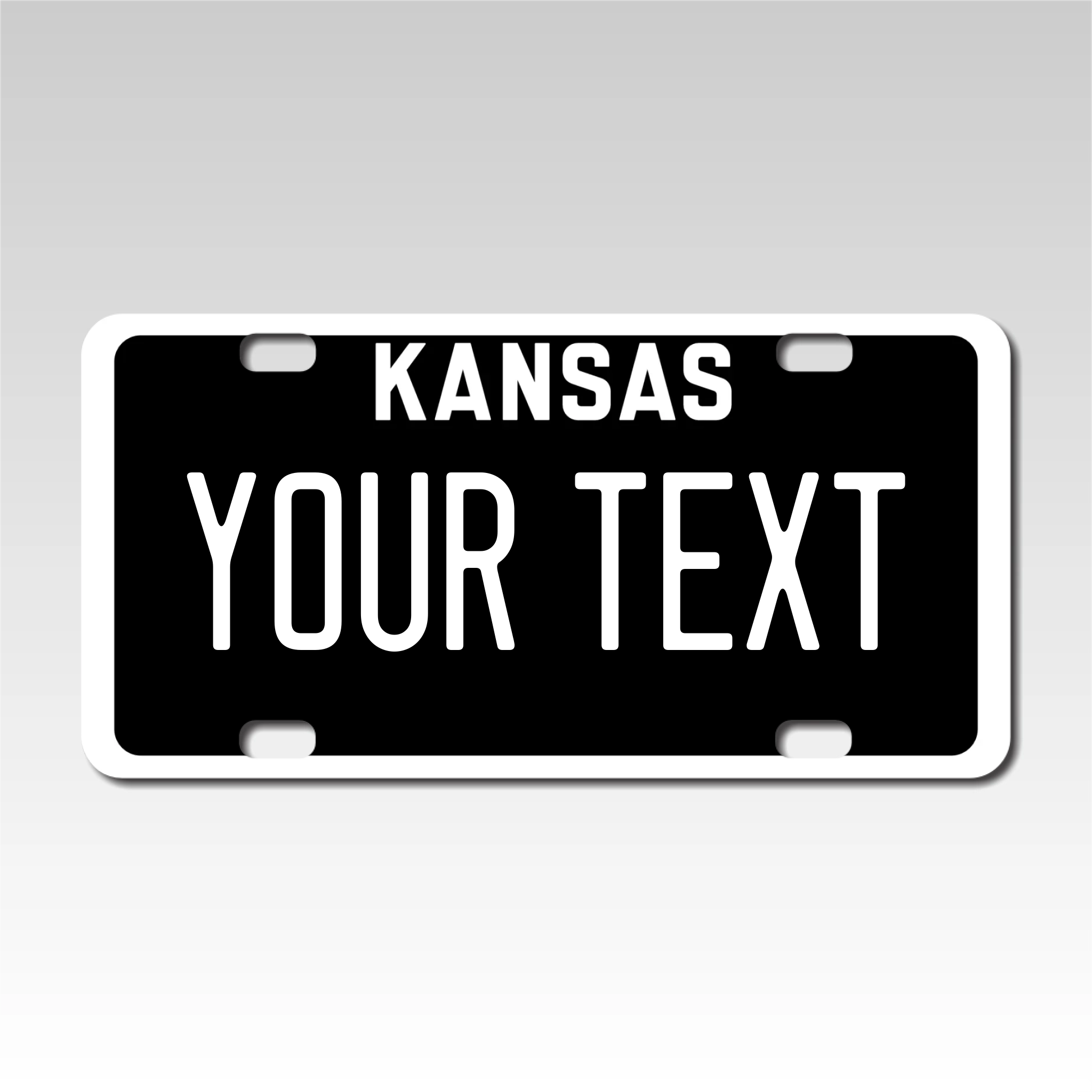 Personalized Kansas 3" X 6" FRP Plastic License Plate Version 8 Black Out