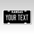 Personalized Kansas 3" X 6" FRP Plastic License Plate Version 8 Black Out