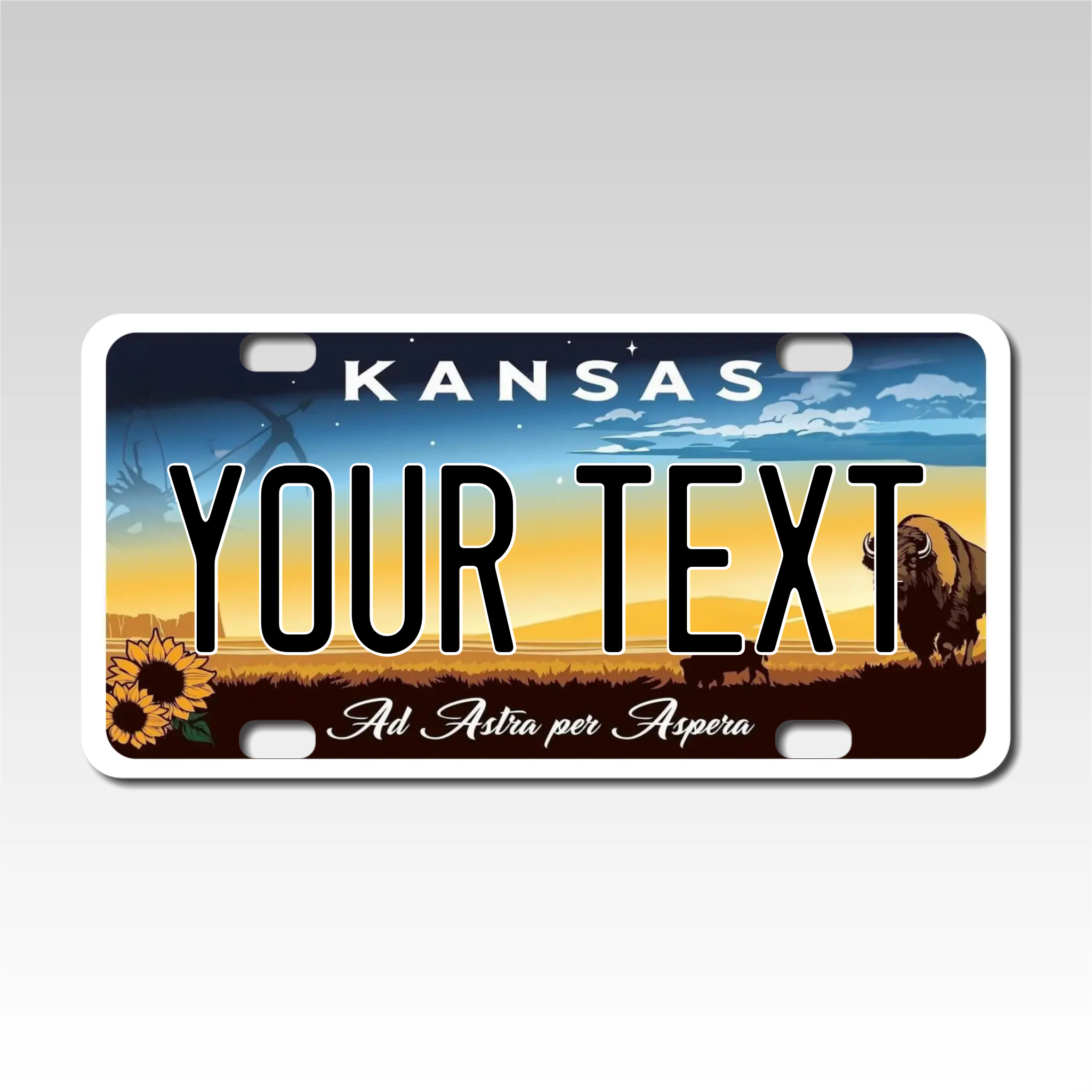 Personalized Kansas 3" X 6" FRP Plastic License Plate Version 7 Ad astra per aspera