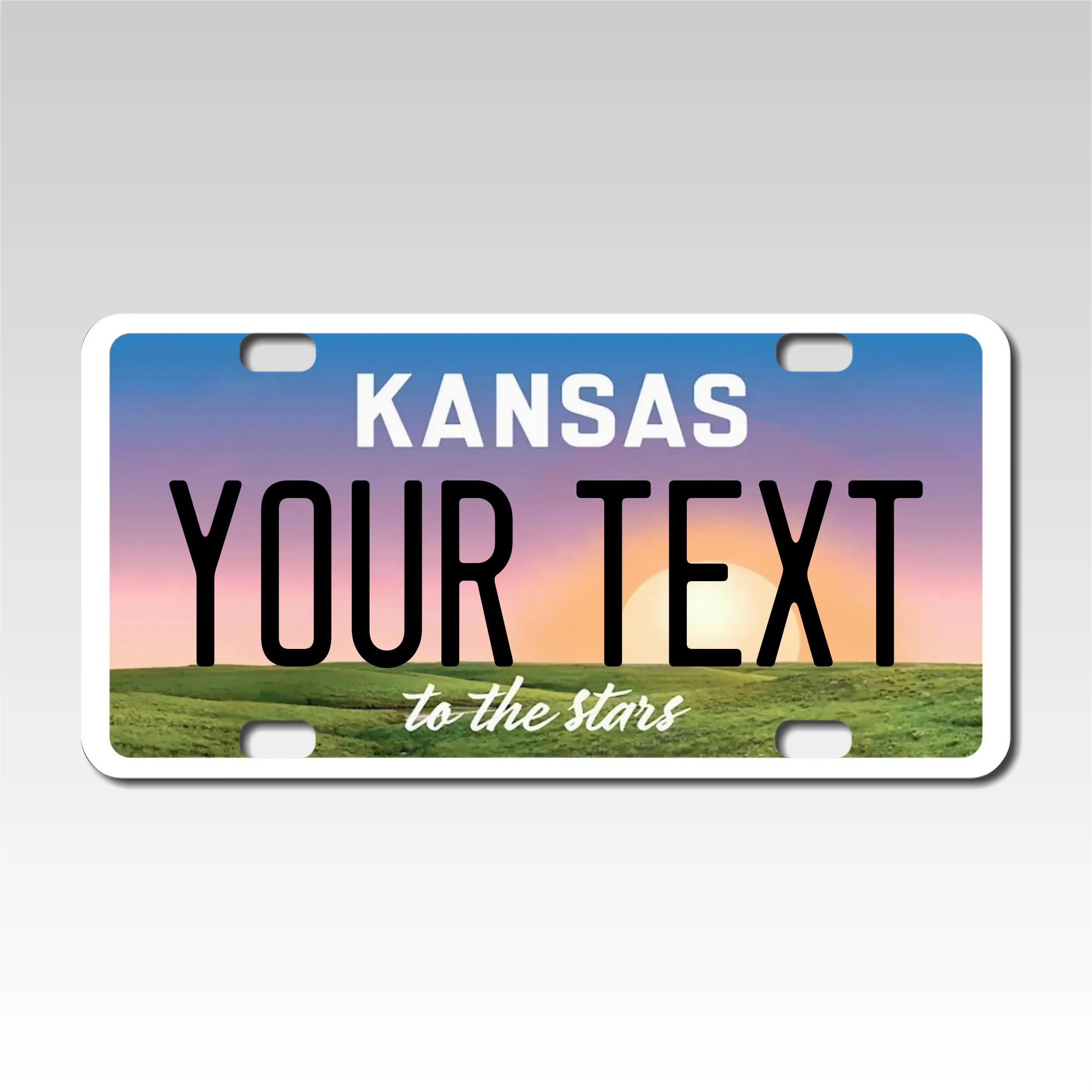 Personalized Kansas 3" X 6" FRP Plastic License Plate Version 6 to the stars