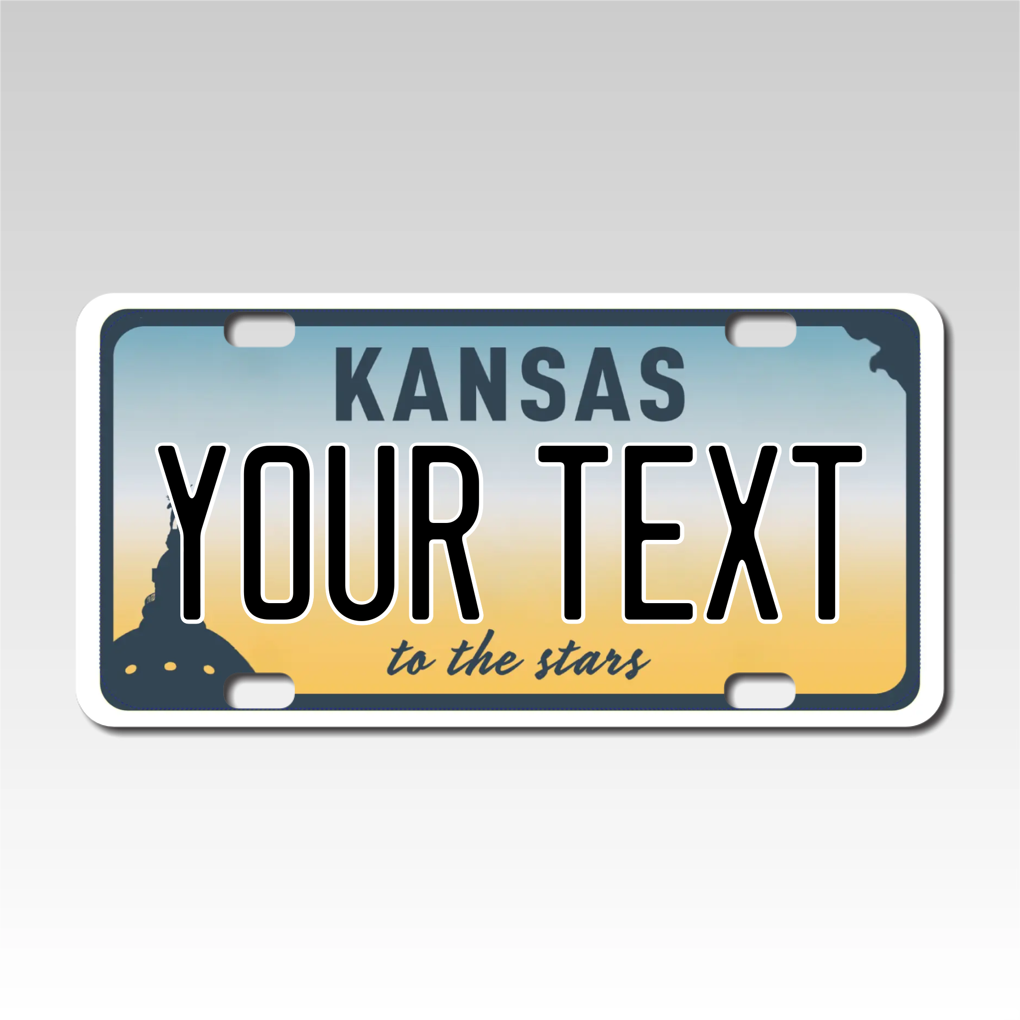 Personalized Kansas 3" X 6" FRP Plastic License Plate Version 5 to the stars