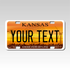 Personalized Kansas 3" X 6" FRP Plastic License Plate Version 4