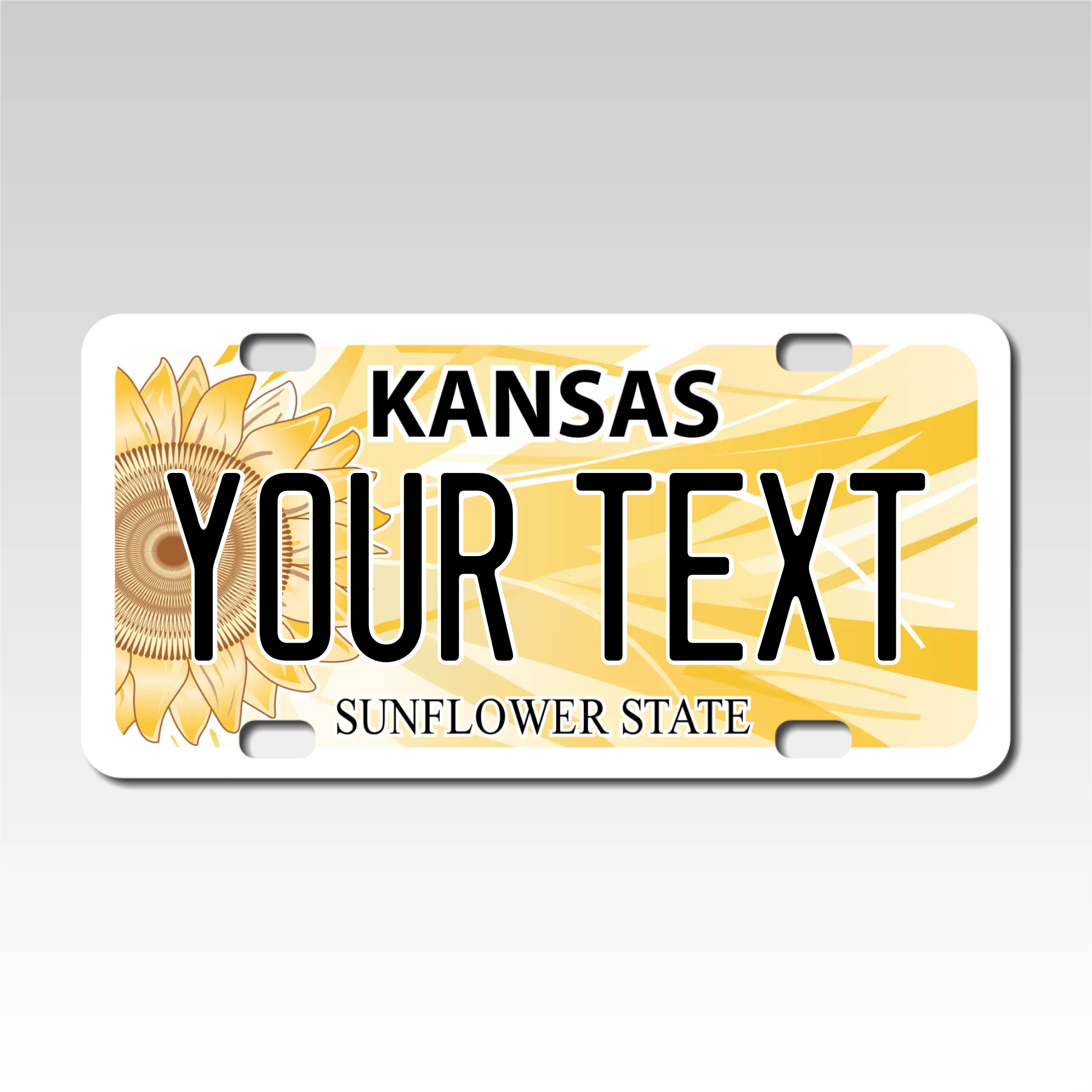 Personalized Kansas 3" X 6" FRP Plastic License Plate Version 3