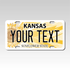 Personalized Kansas 3" X 6" FRP Plastic License Plate Version 3