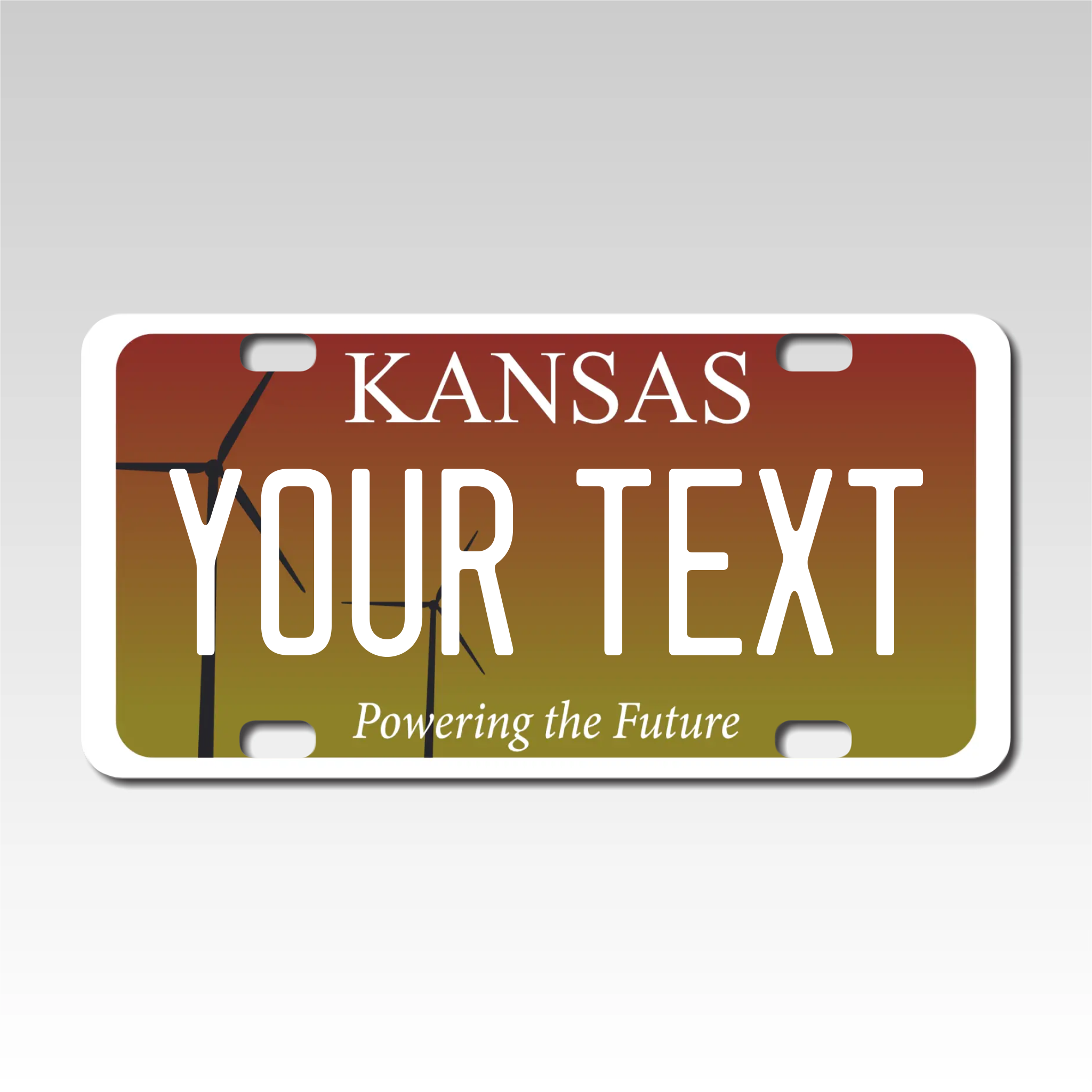Personalized Kansas 3" X 6" FRP Plastic License Plate Version 2
