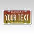 Personalized Kansas 3" X 6" FRP Plastic License Plate Version 2